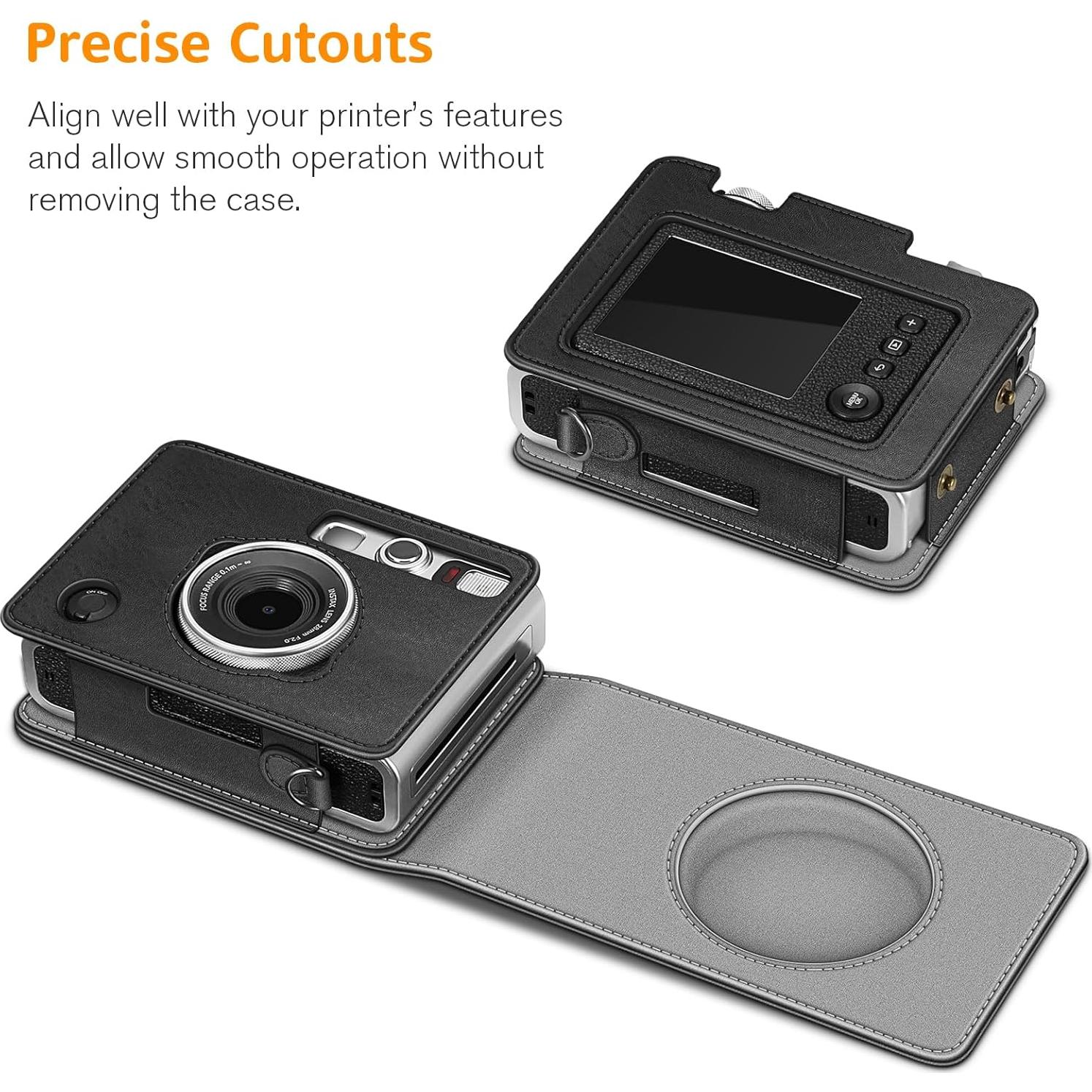 Funda Protectora Fintie para Cámara Fujifilm Instax Mini EVO - Cuero Vegano Negro