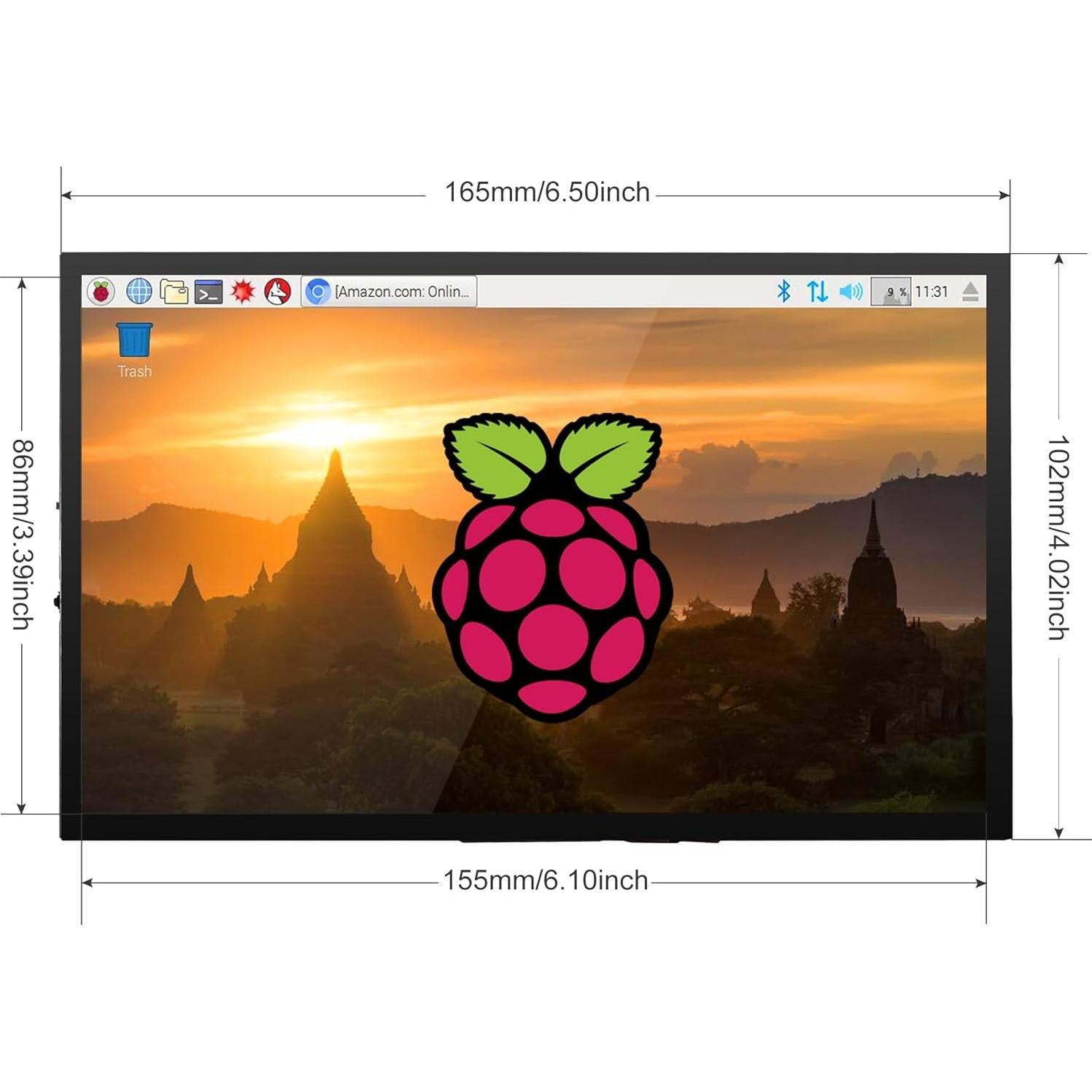 Monitor Táctil LCD 7" Wisecoco 1024x600 HDMI para Raspberry Pi