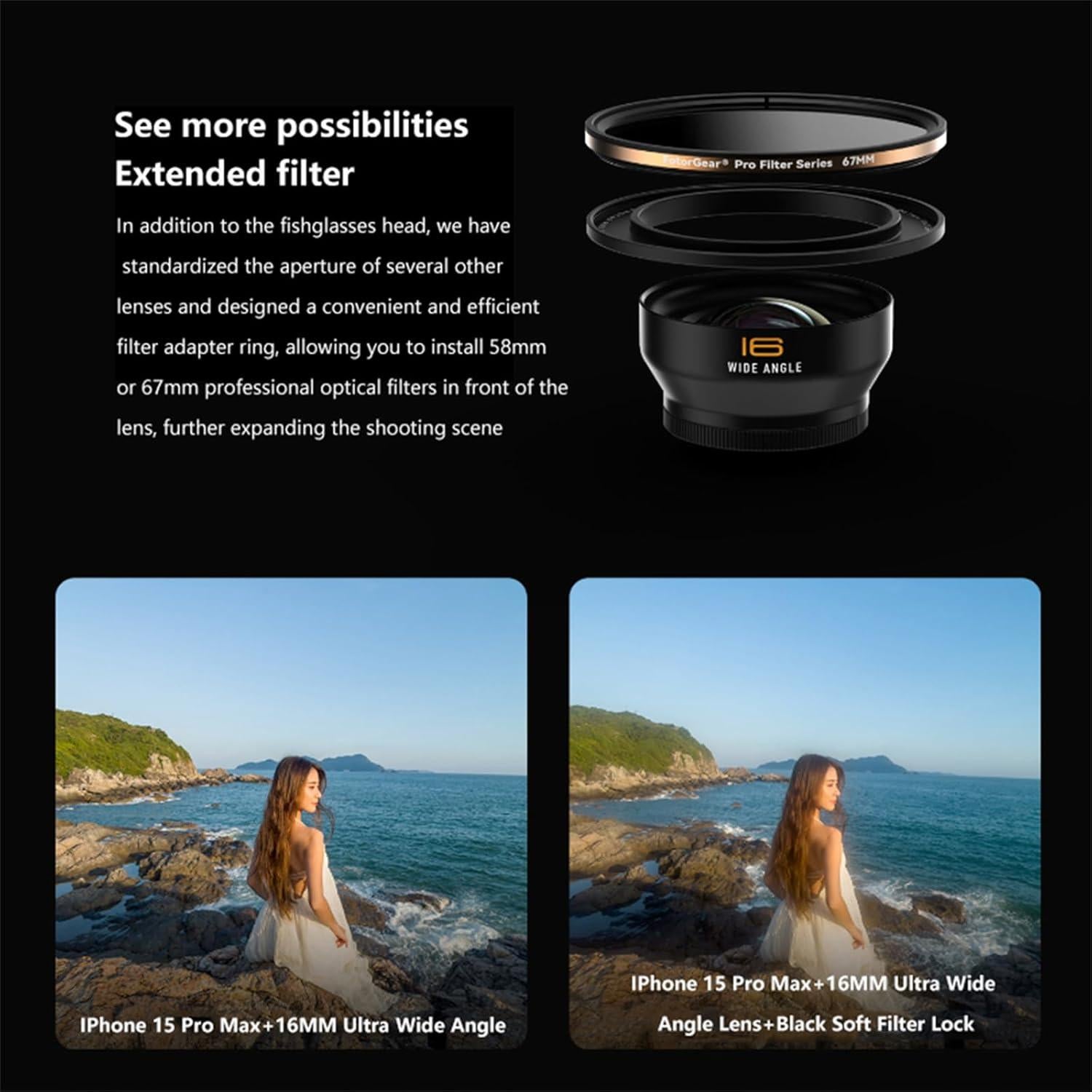 Lente Adicional Profesional 16mm Gran Angular para Móviles