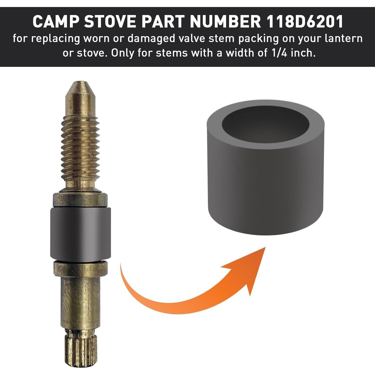 Empaque de vástago de válvula GEAIN 118D6201 para estufas y faroles