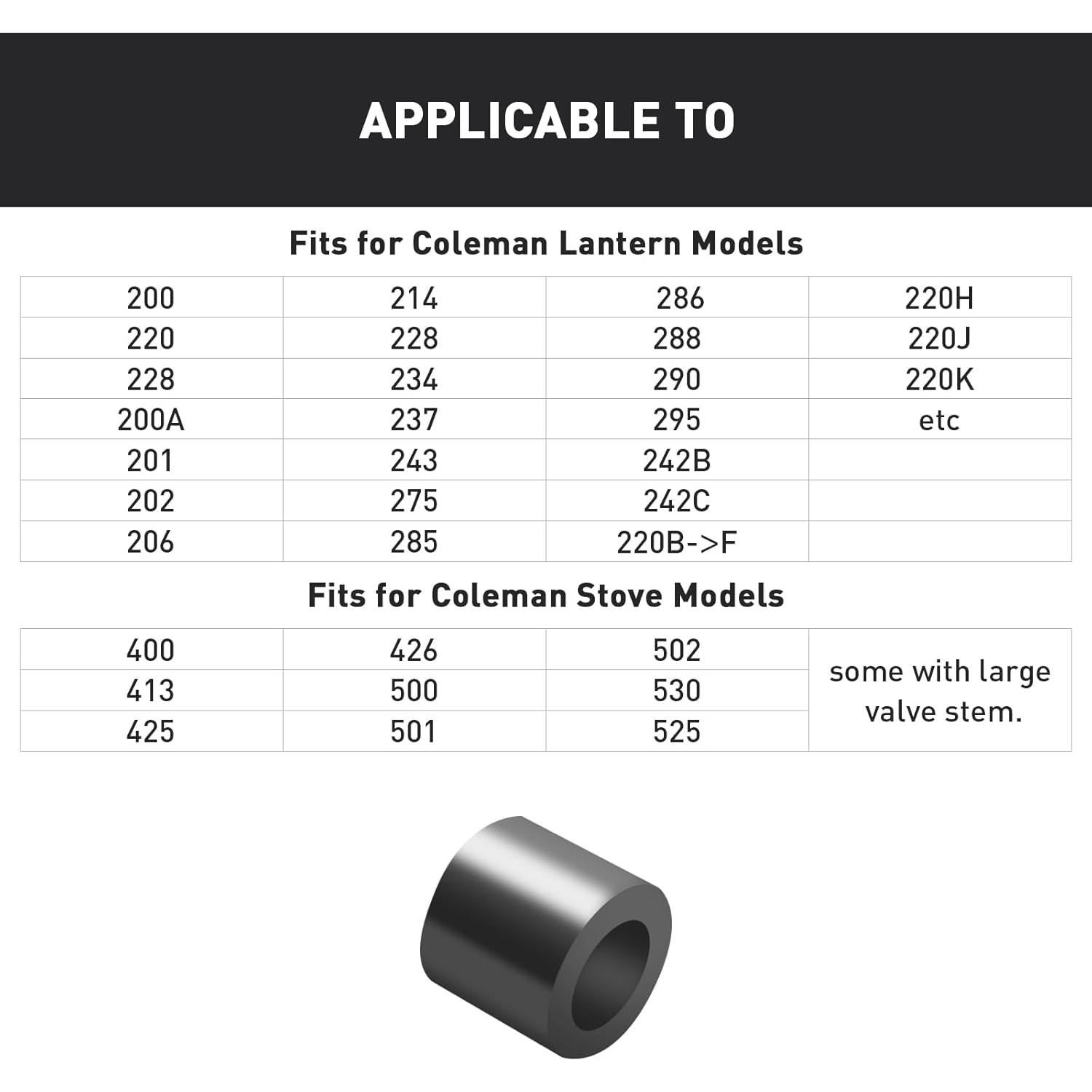 Empaque de vástago de válvula GEAIN 118D6201 para estufas y faroles