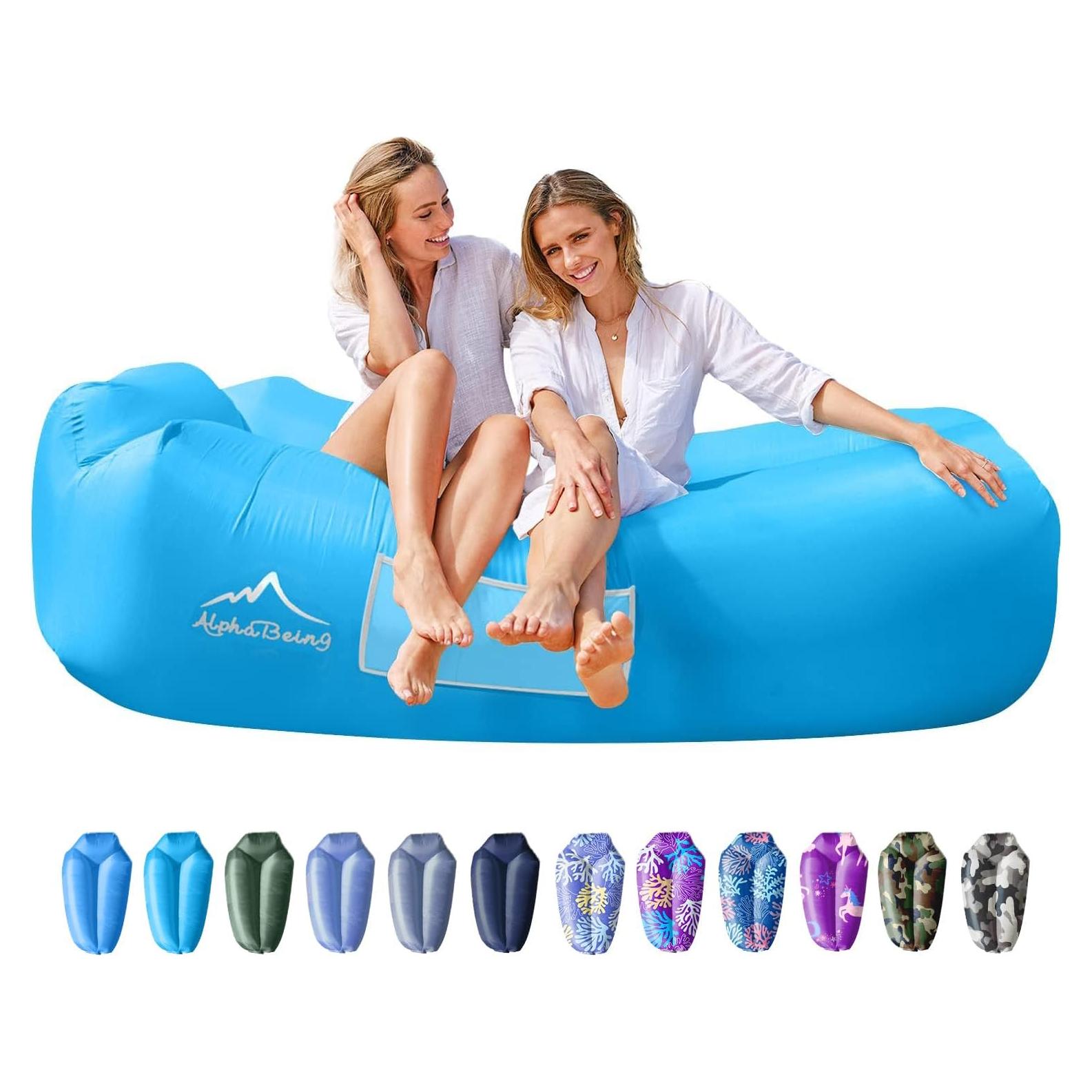 Sofá Inflable AlphaBeing Azul Aqua 295kg para Playa y Camping