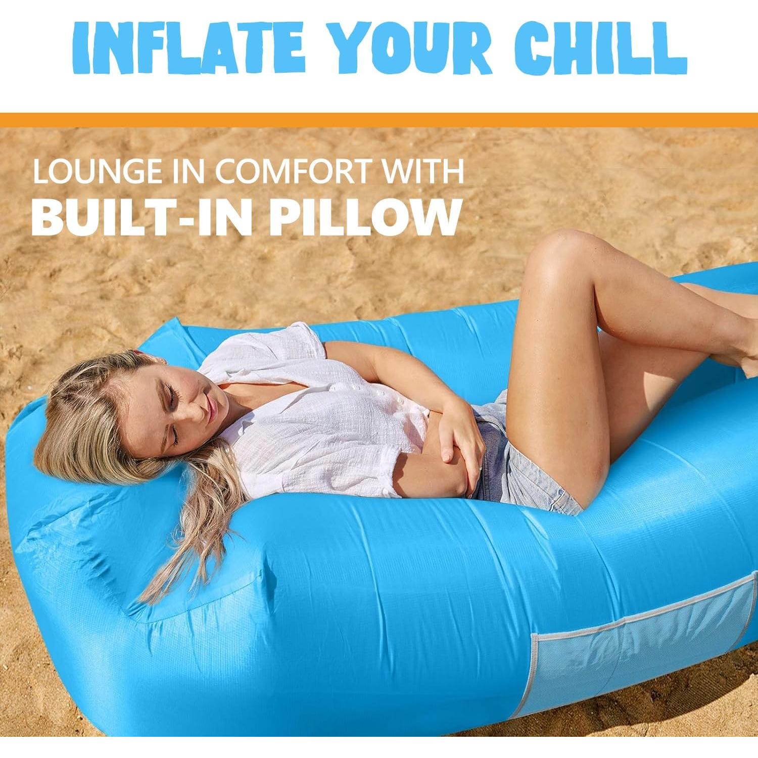 Sofá Inflable AlphaBeing Azul Aqua 295kg para Playa y Camping