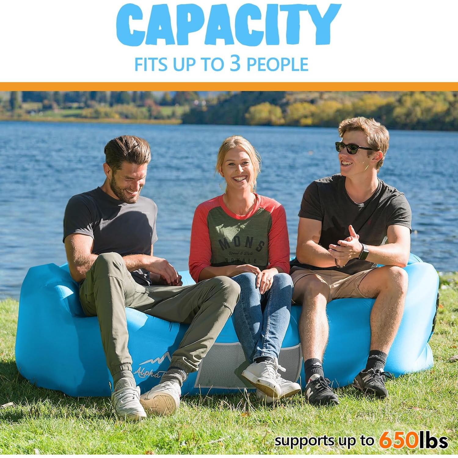 Sofá Inflable AlphaBeing Azul Aqua 295kg para Playa y Camping