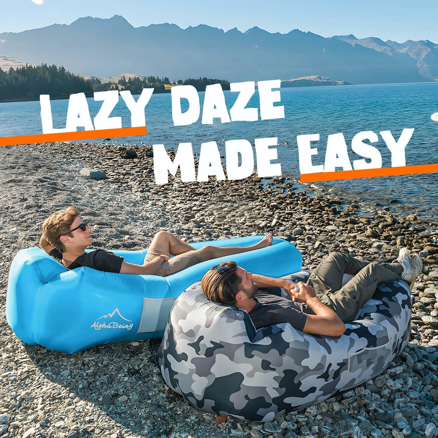 Sofá Inflable AlphaBeing Azul Aqua 295kg para Playa y Camping