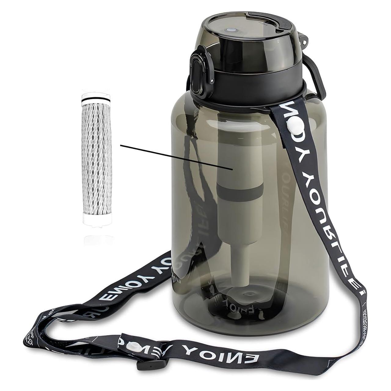 Botella de Filtro de Agua LynsaTac 1.18L - 3 Etapas, Negra