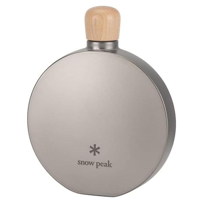 Frasco de Titanio Snow Peak 5 Onzas 150 ml con Tapa de Madera