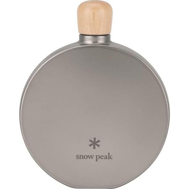 Frasco de Titanio Snow Peak 5 Onzas 150 ml con Tapa de Madera