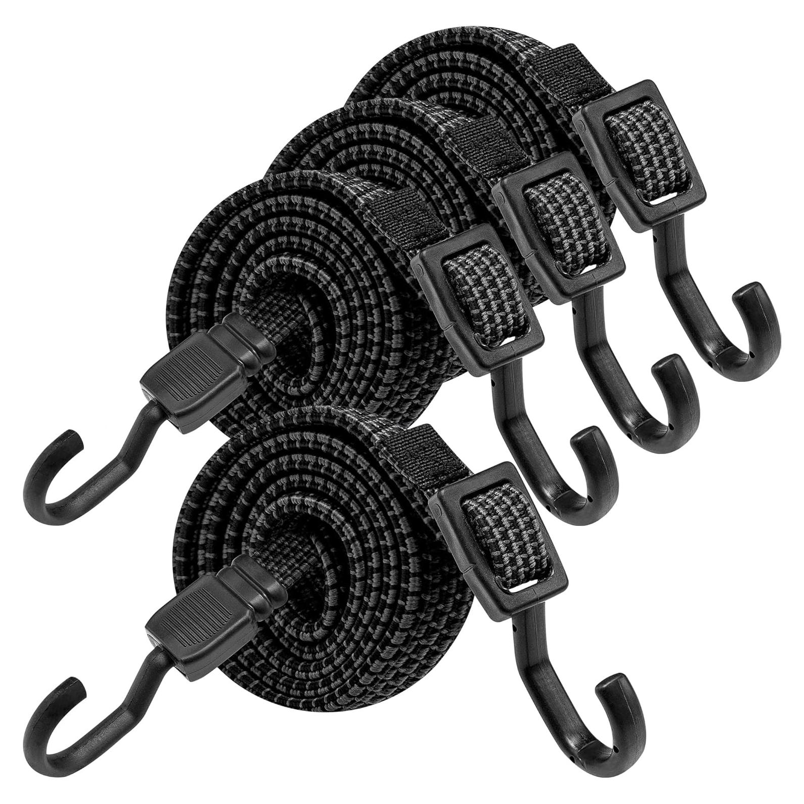 Cuerdas Bungee Ajustables Rugtol 81 cm con Ganchos - Paquete de 4