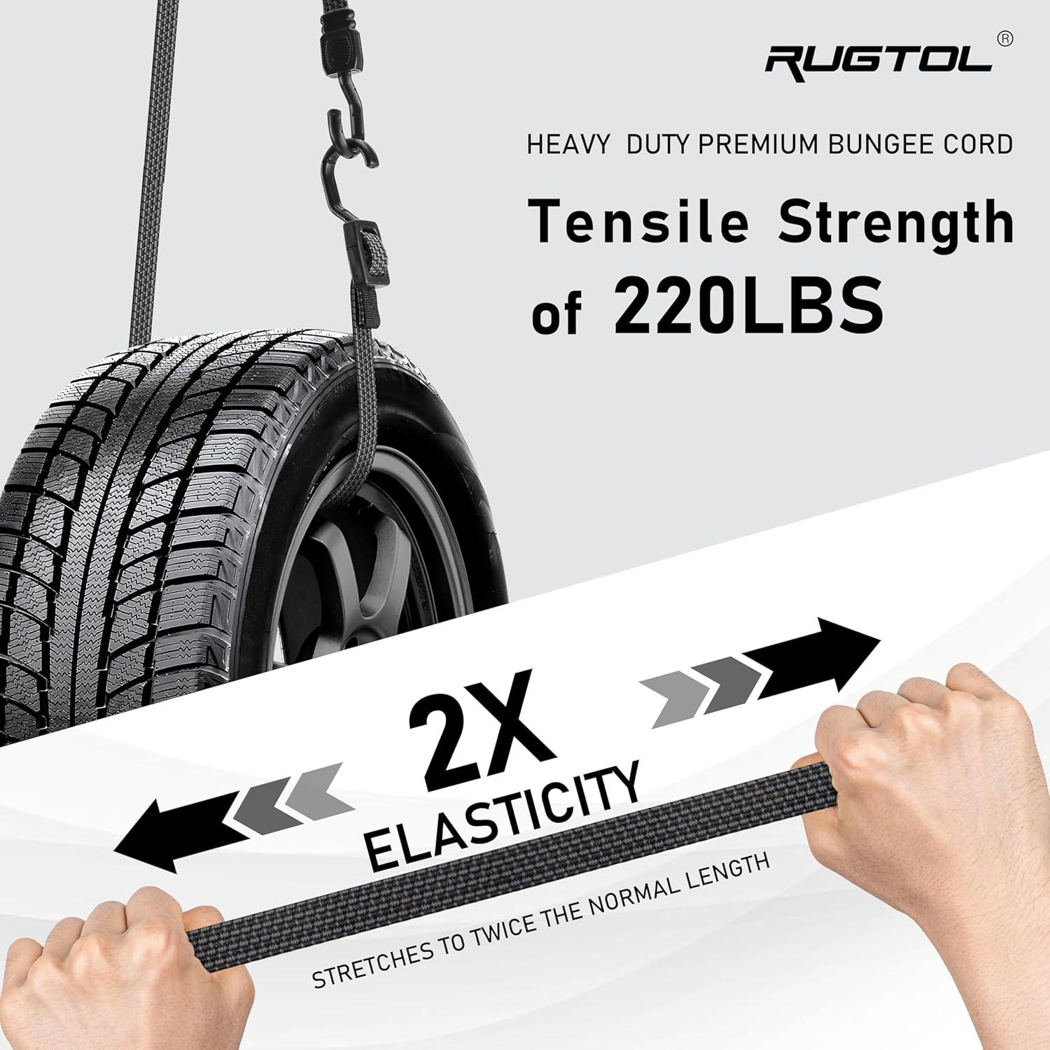 Cuerdas Bungee Ajustables Rugtol 81 cm con Ganchos - Paquete de 4