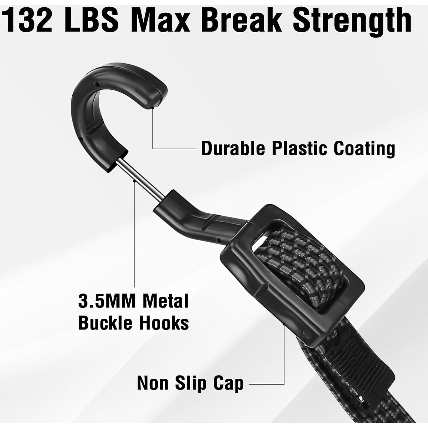 Cuerdas Bungee Ajustables Rugtol 81 cm con Ganchos - Paquete de 4