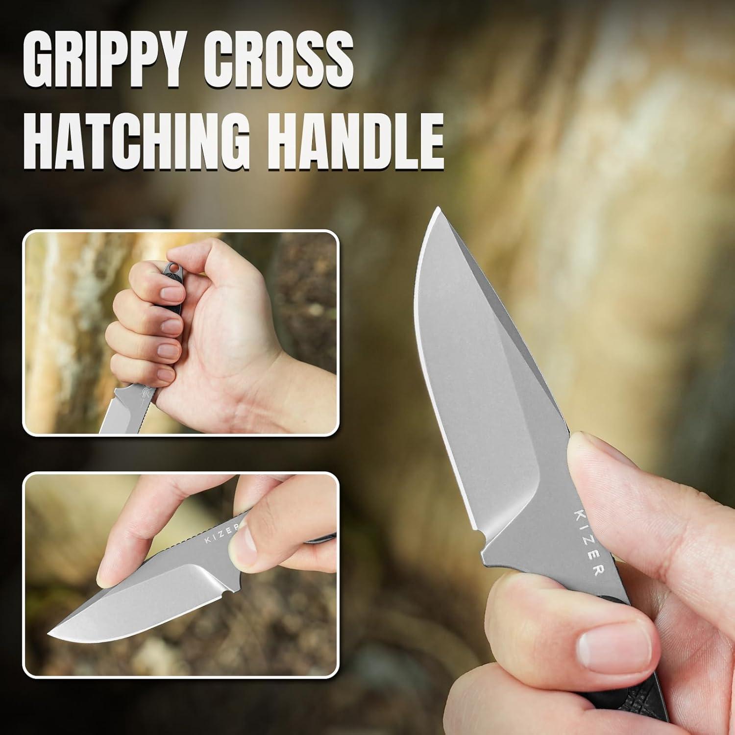 Cuchillo Fijo Kizer Muskrat D2 8cm Mango G10 Negro EDC