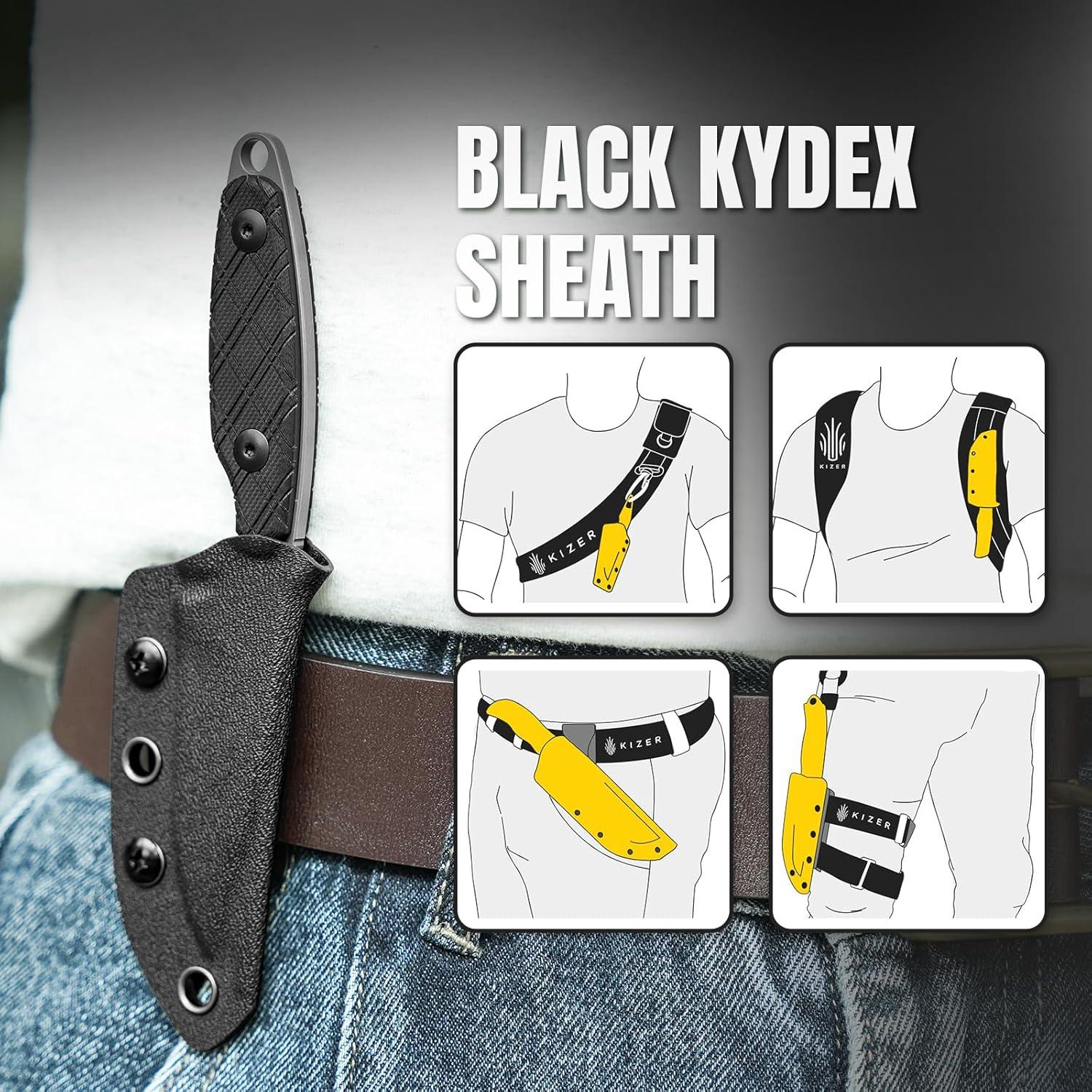 Cuchillo Fijo Kizer Muskrat D2 8cm Mango G10 Negro EDC