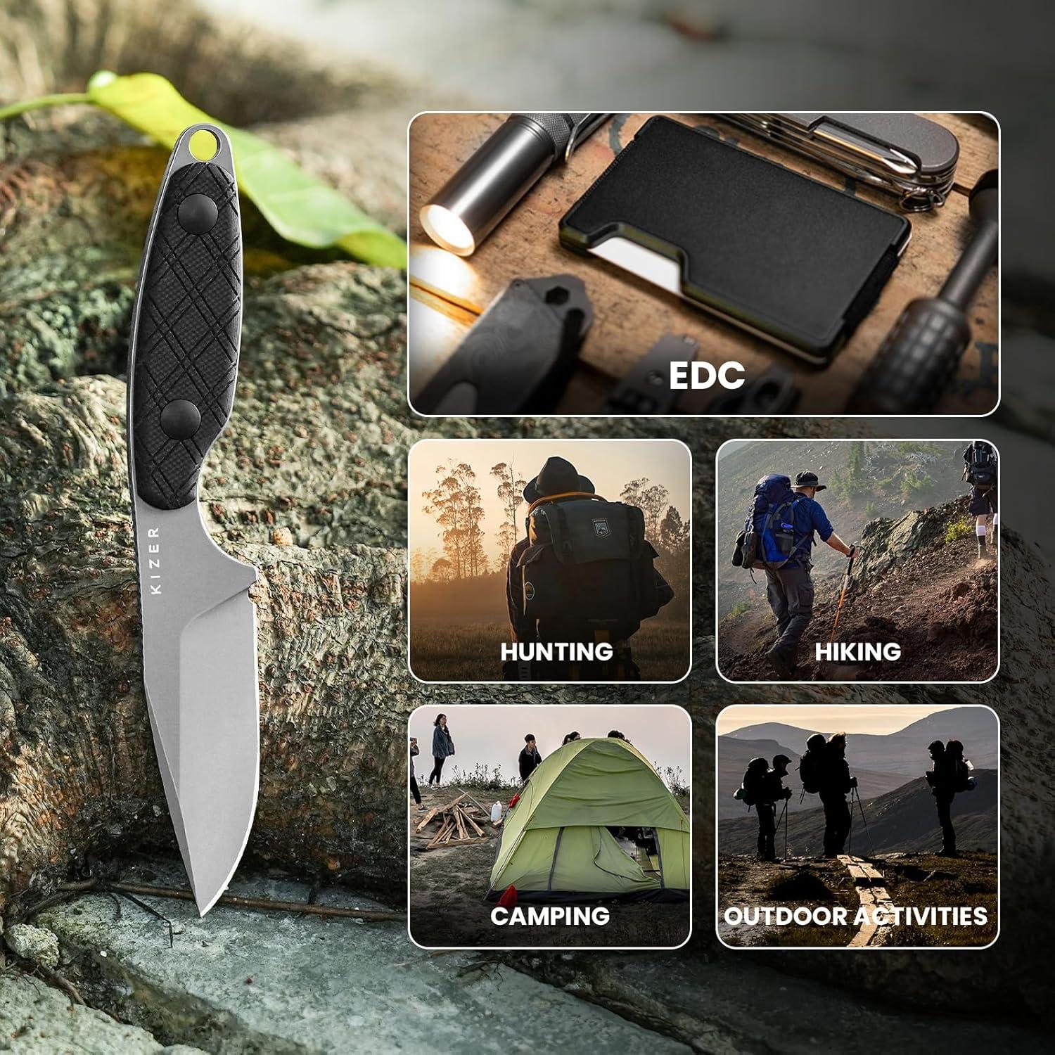 Cuchillo Fijo Kizer Muskrat D2 8cm Mango G10 Negro EDC