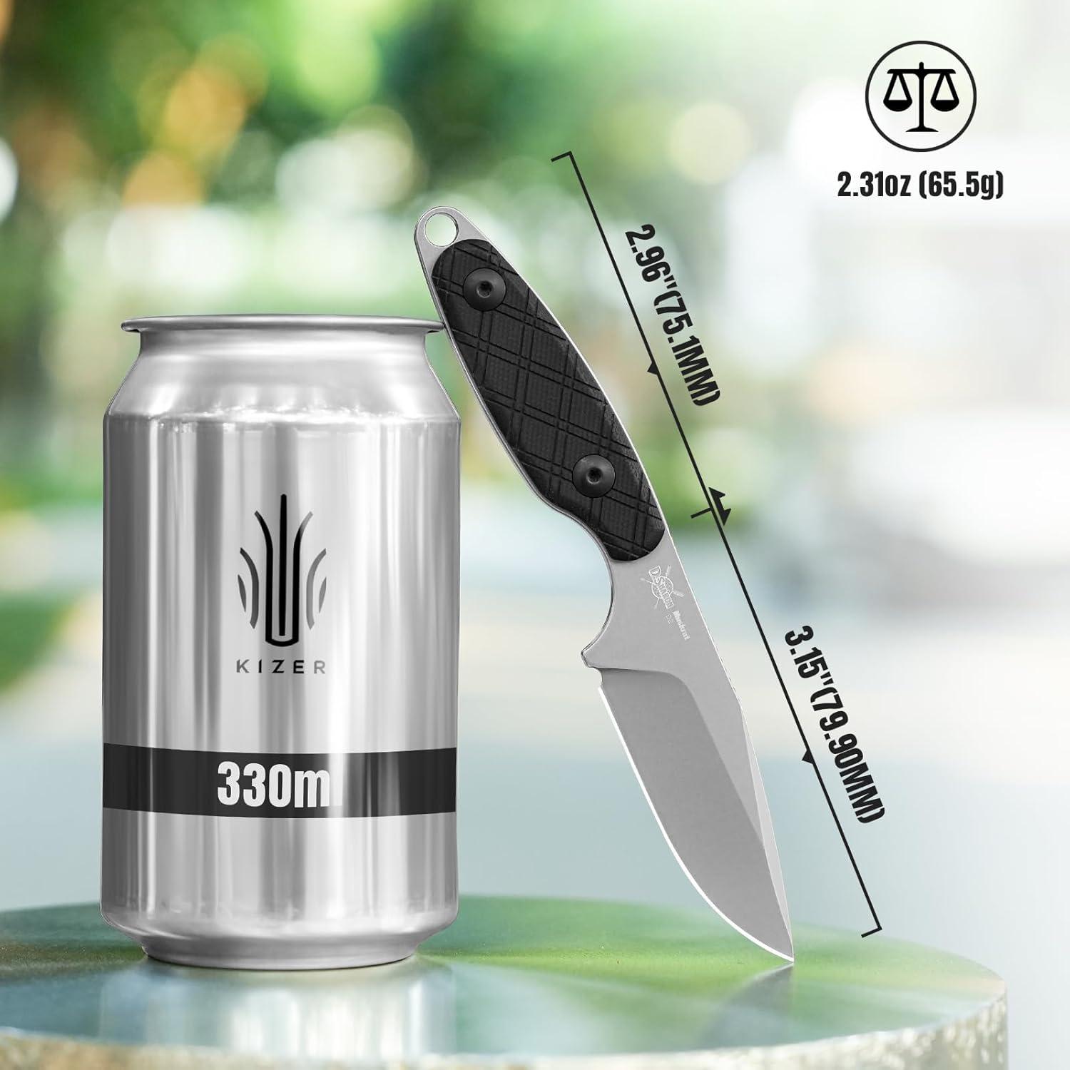 Cuchillo Fijo Kizer Muskrat D2 8cm Mango G10 Negro EDC