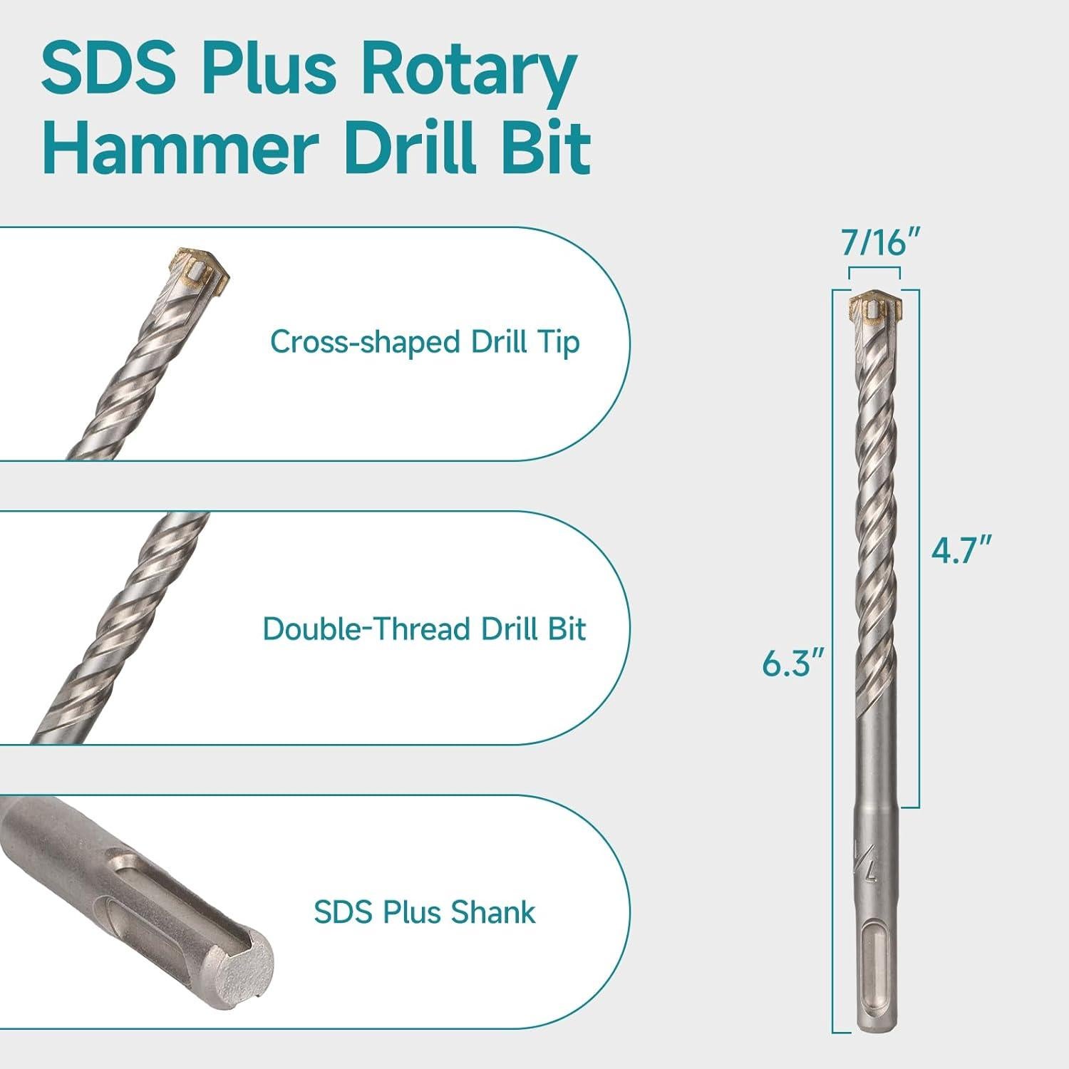 Broca de Martillo Rotativo SDS Plus YOSIGHT 7/16" x 16 cm