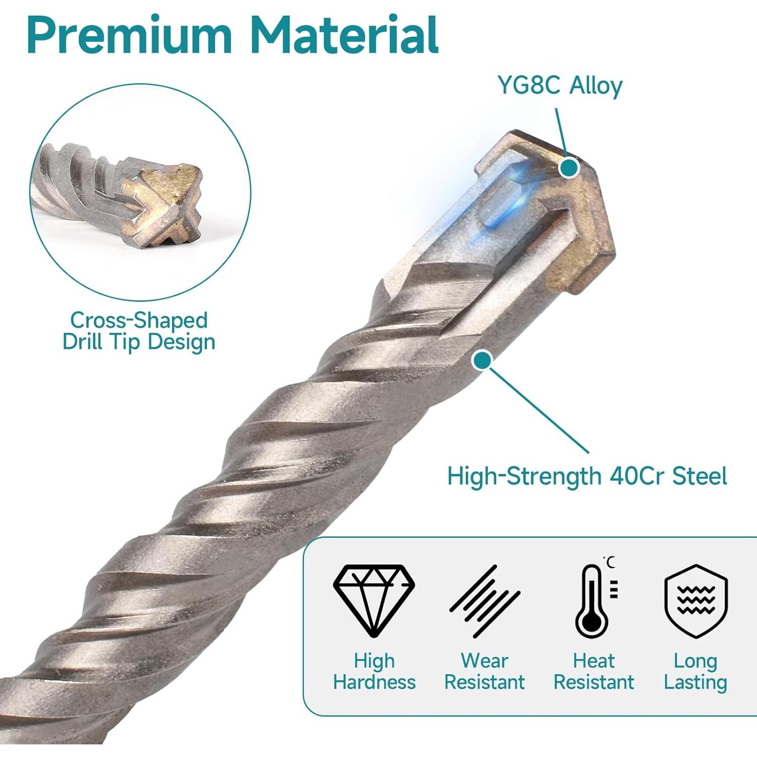 Broca de Martillo Rotativo SDS Plus YOSIGHT 7/16" x 16 cm