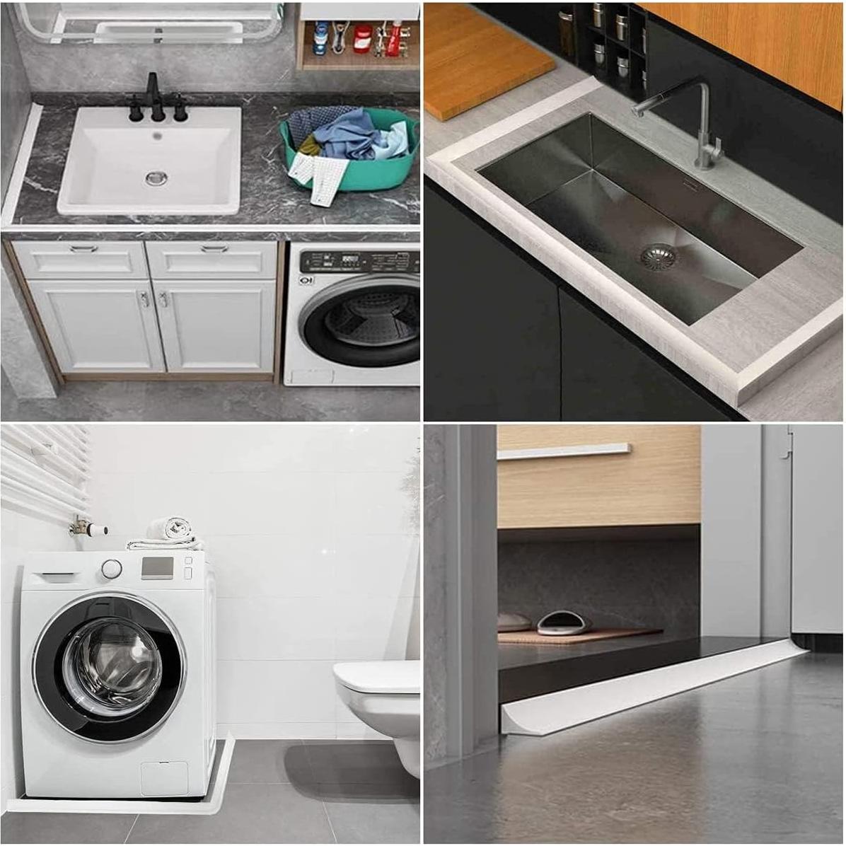 Umbral de Ducha 99 cm Silicona Autoadhesiva Barrera Agua Negra