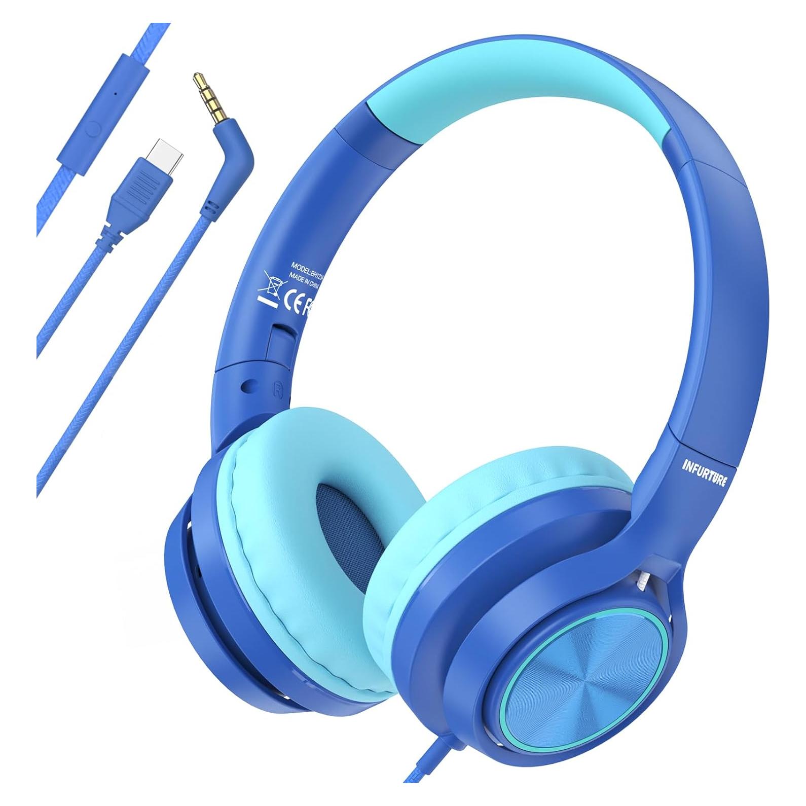 Auriculares INFURTURE CH5 USB-C/3.5mm para Niños 94dB Azul