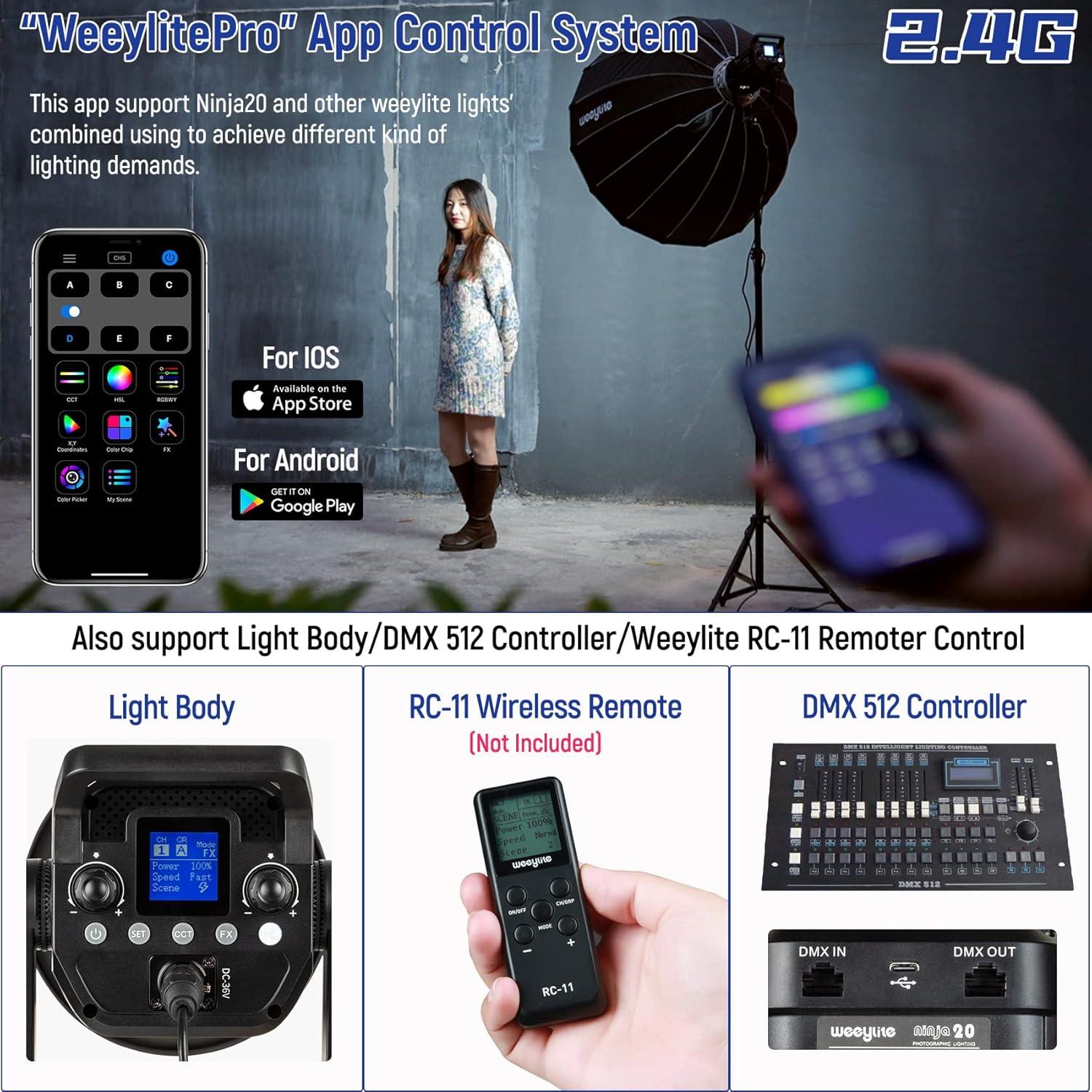 Luz de Video LED Weeylite Ninja 20 200W 5600K CRI 95+