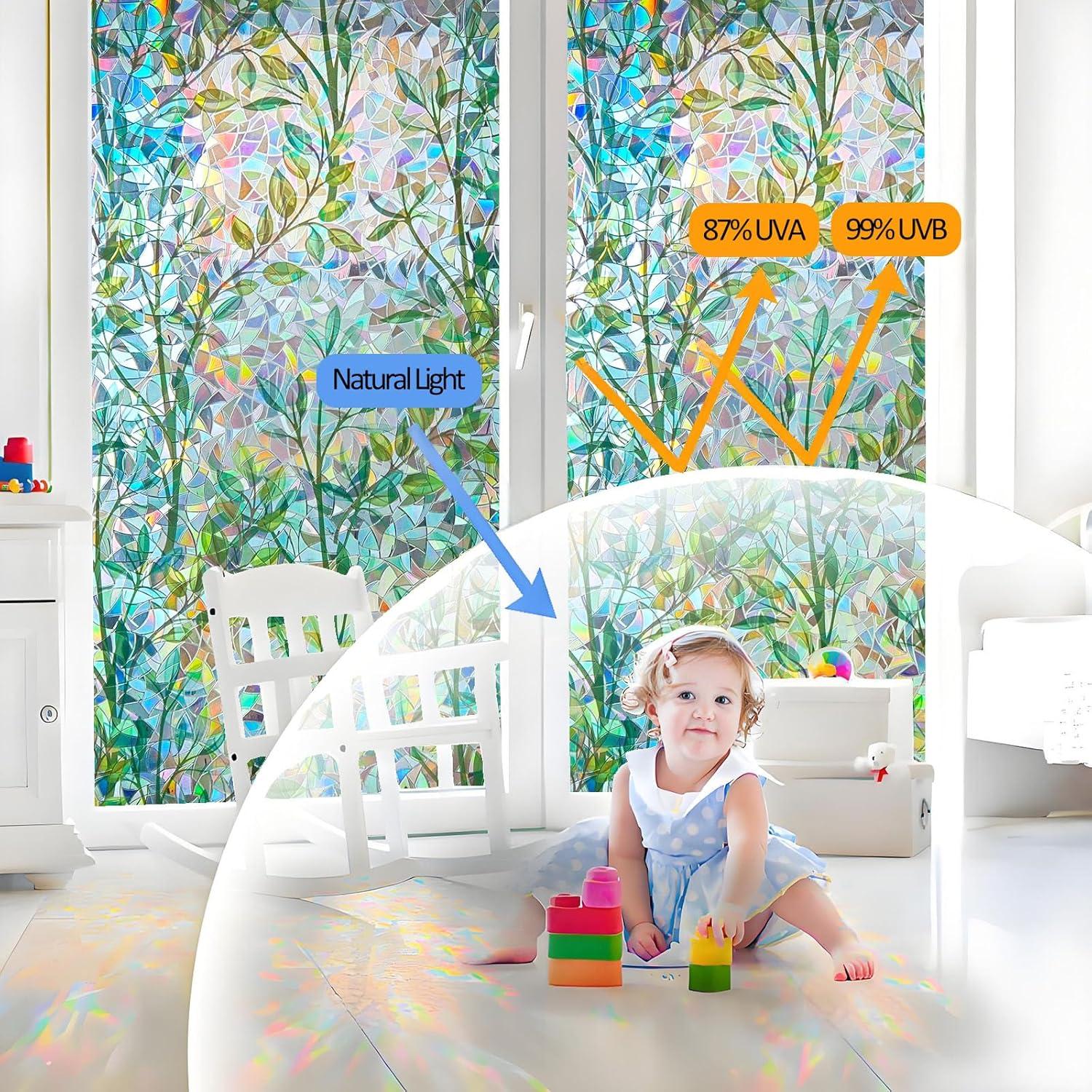 Película de Privacidad para Ventanas ZHMRROAD Arcoíris 44.5x199.8cm