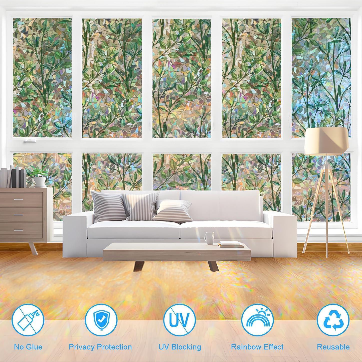 Película de Privacidad para Ventanas ZHMRROAD Arcoíris 44.5x199.8cm