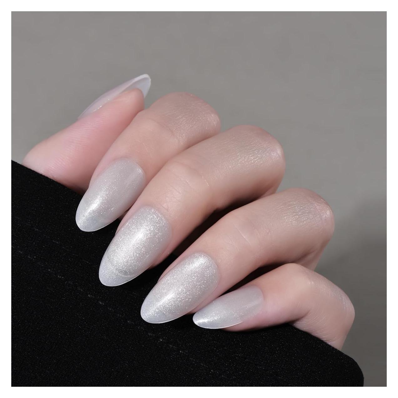 Uñas Postizas Cat Eye Cortas Stbisen - Perla Eclipsada