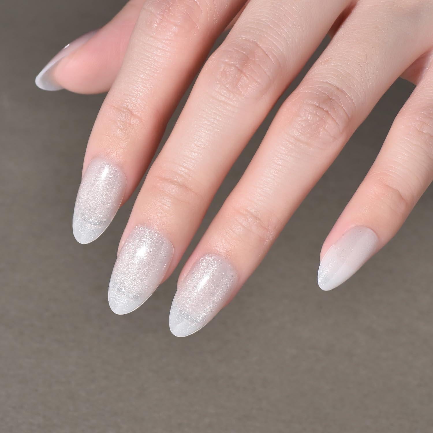 Uñas Postizas Cat Eye Cortas Stbisen - Perla Eclipsada