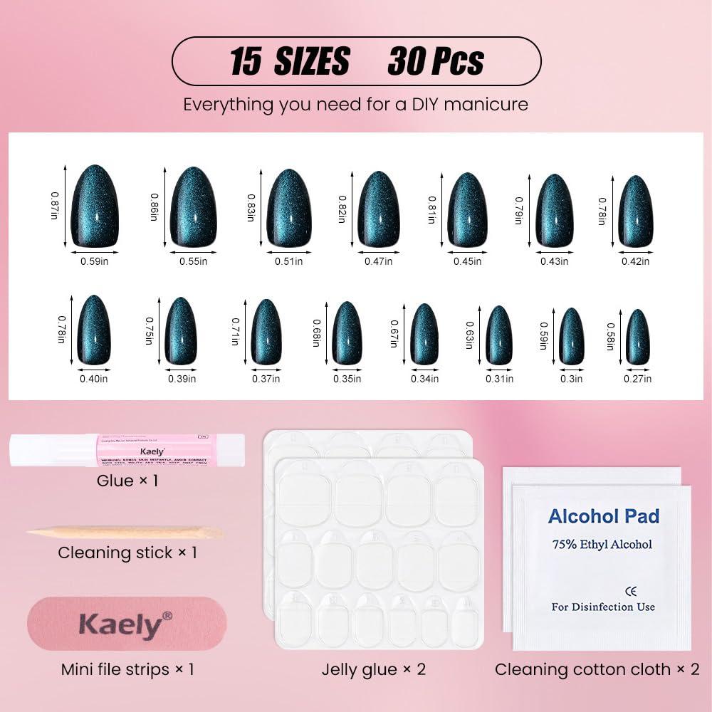 Uñas Postizas Cat Eye Cortas Stbisen - Perla Eclipsada