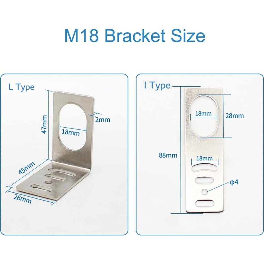 Soporte de Hierro Tipo I y L M8 M12 M18 para Sensor Inductivo