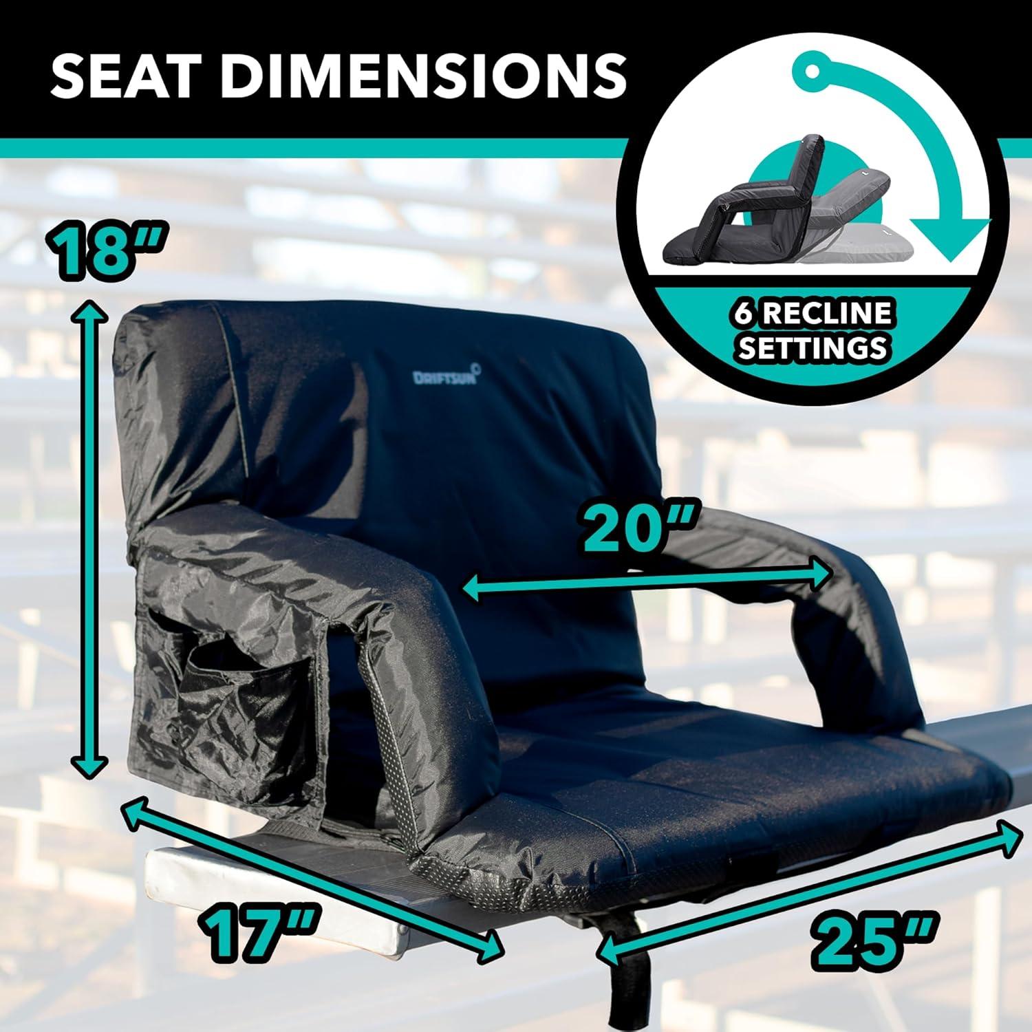 Silla de Estadio Plegable Driftsun Extra Ancha con Respaldo