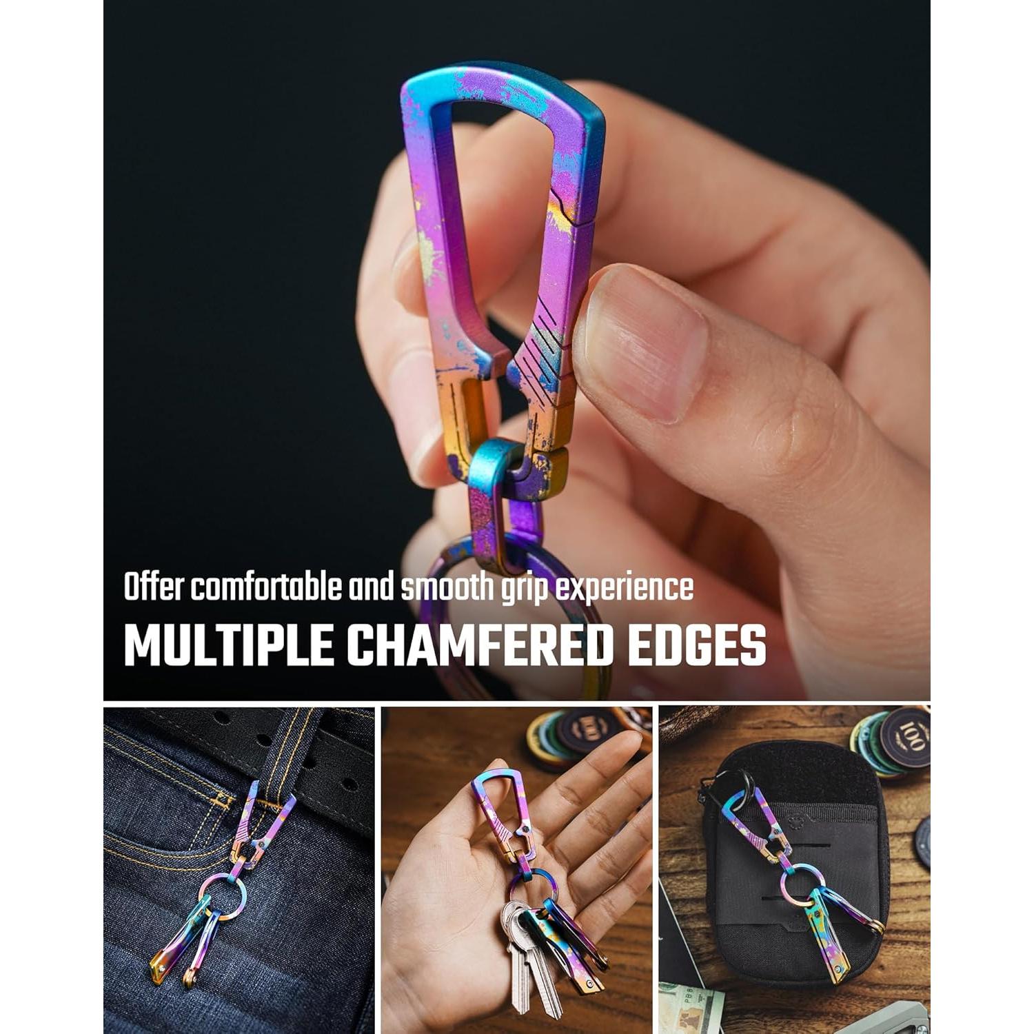 Clip de Llavero de Titanio KeyUnity KM04 EDC 76mm