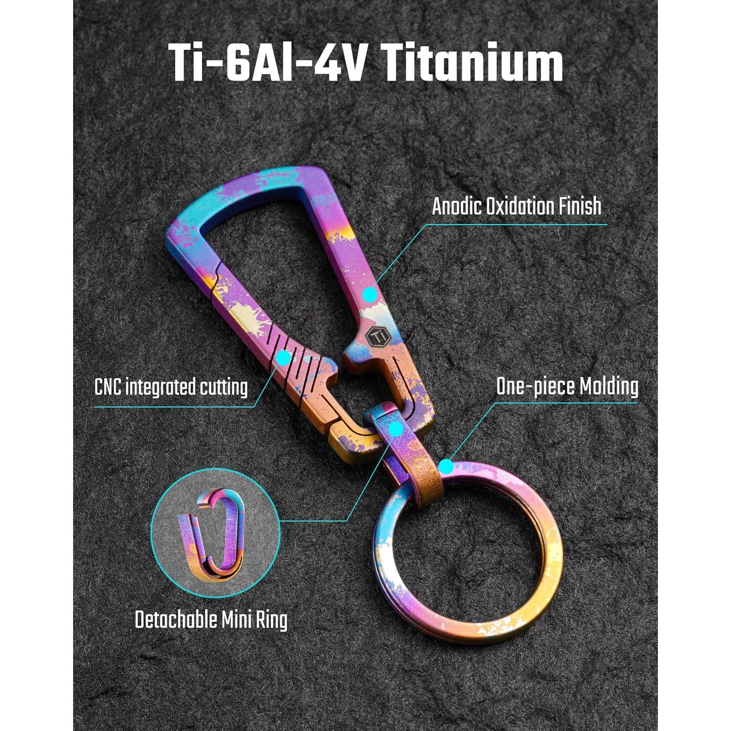 Clip de Llavero de Titanio KeyUnity KM04 EDC 76mm