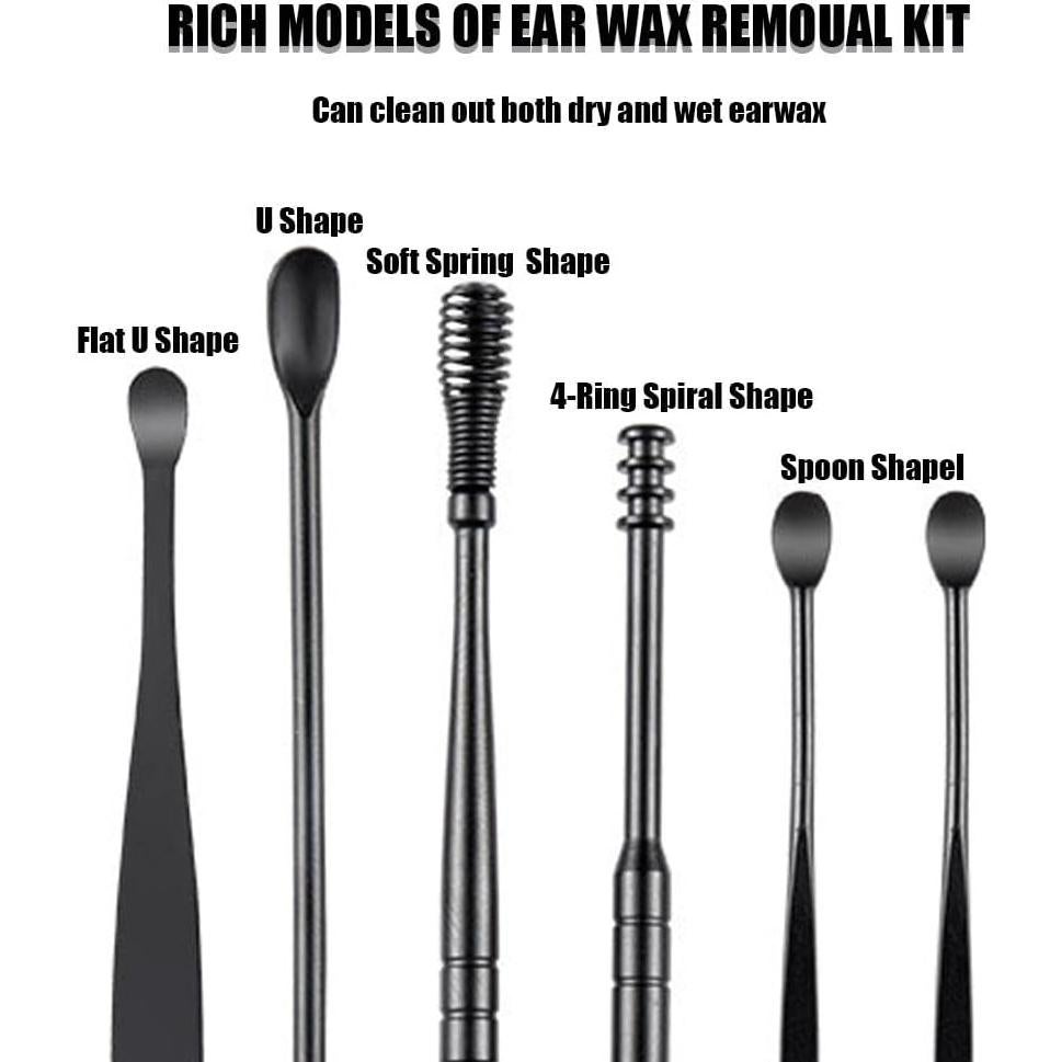 Kit de Limpieza de Oídos PPIOOY - 6 Piezas con Estuche Negro