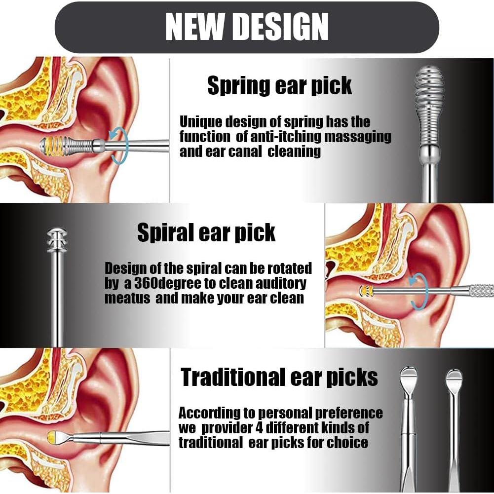 Kit de Limpieza de Oídos PPIOOY - 6 Piezas con Estuche Negro