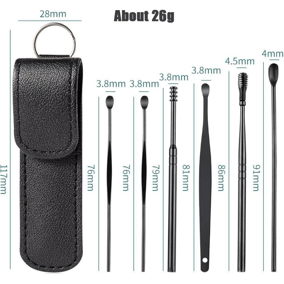 Kit de Limpieza de Oídos PPIOOY - 6 Piezas con Estuche Negro