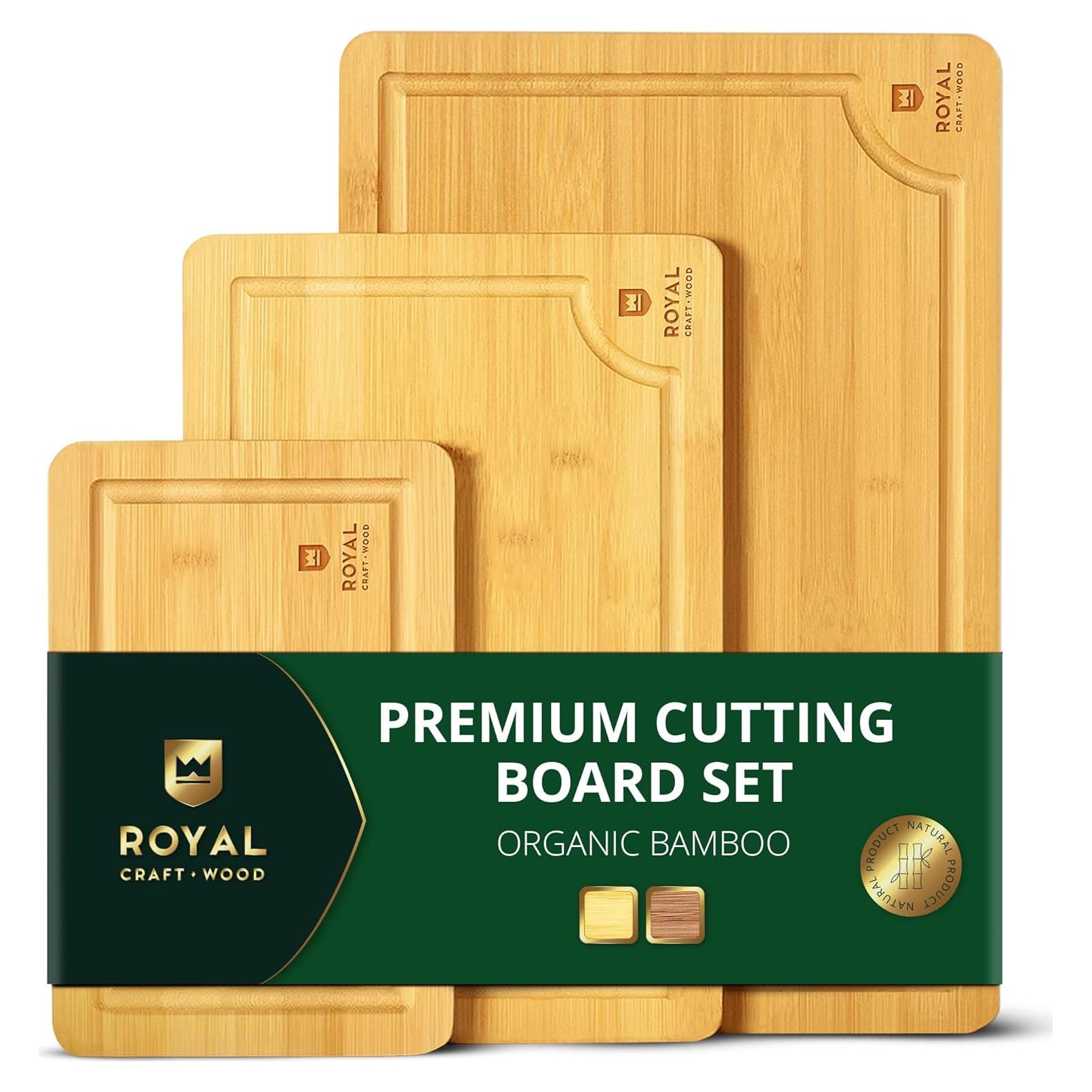 Juego de Tablas de Cortar de Bambú Royal Craft Wood 3 Piezas