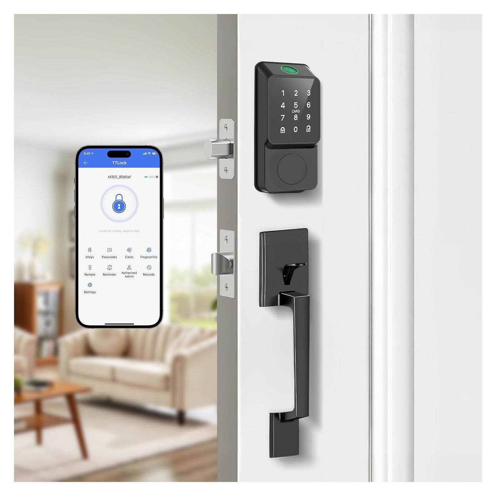 Cerradura Inteligente Mutak 6 en 1 con Manijas y Huella Dactilar