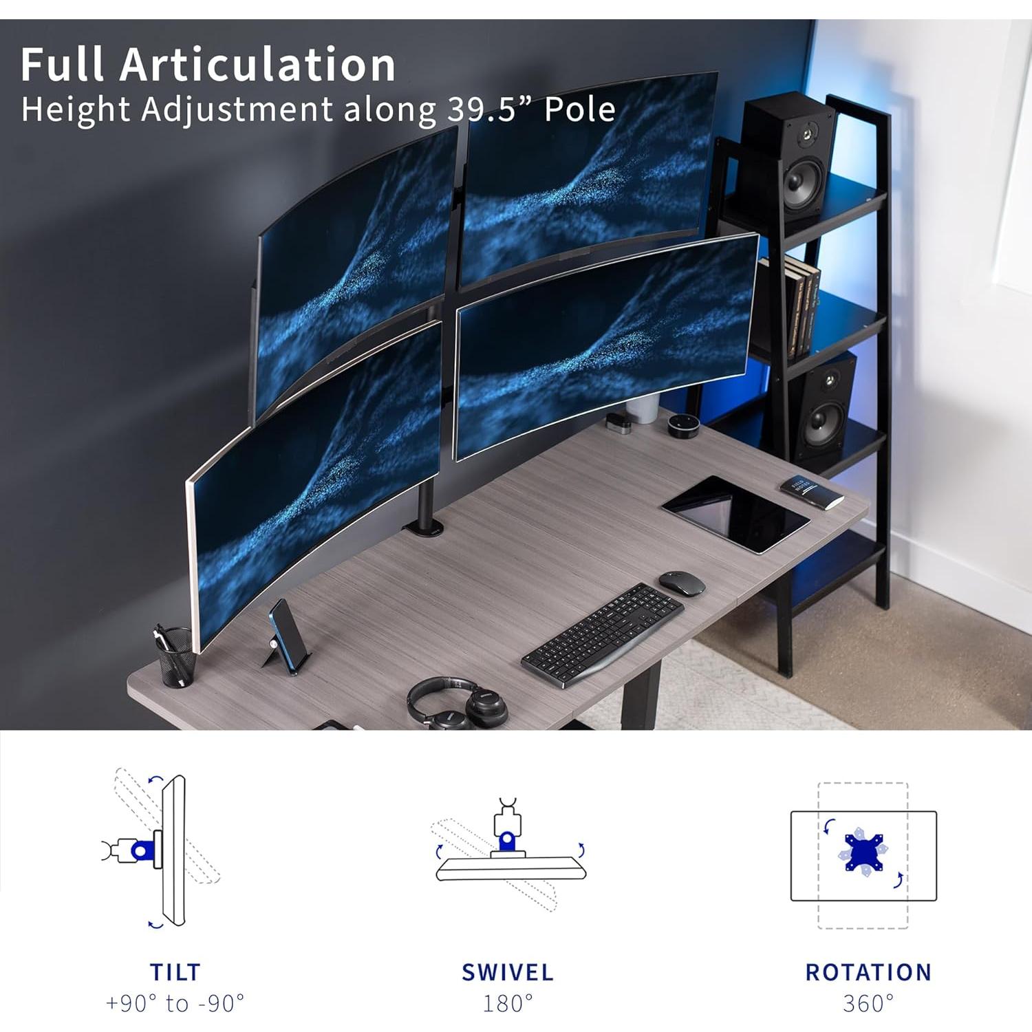 Soporte de Escritorio VIVO STAND-TS38C-4 para 4 Monitores 27-38"