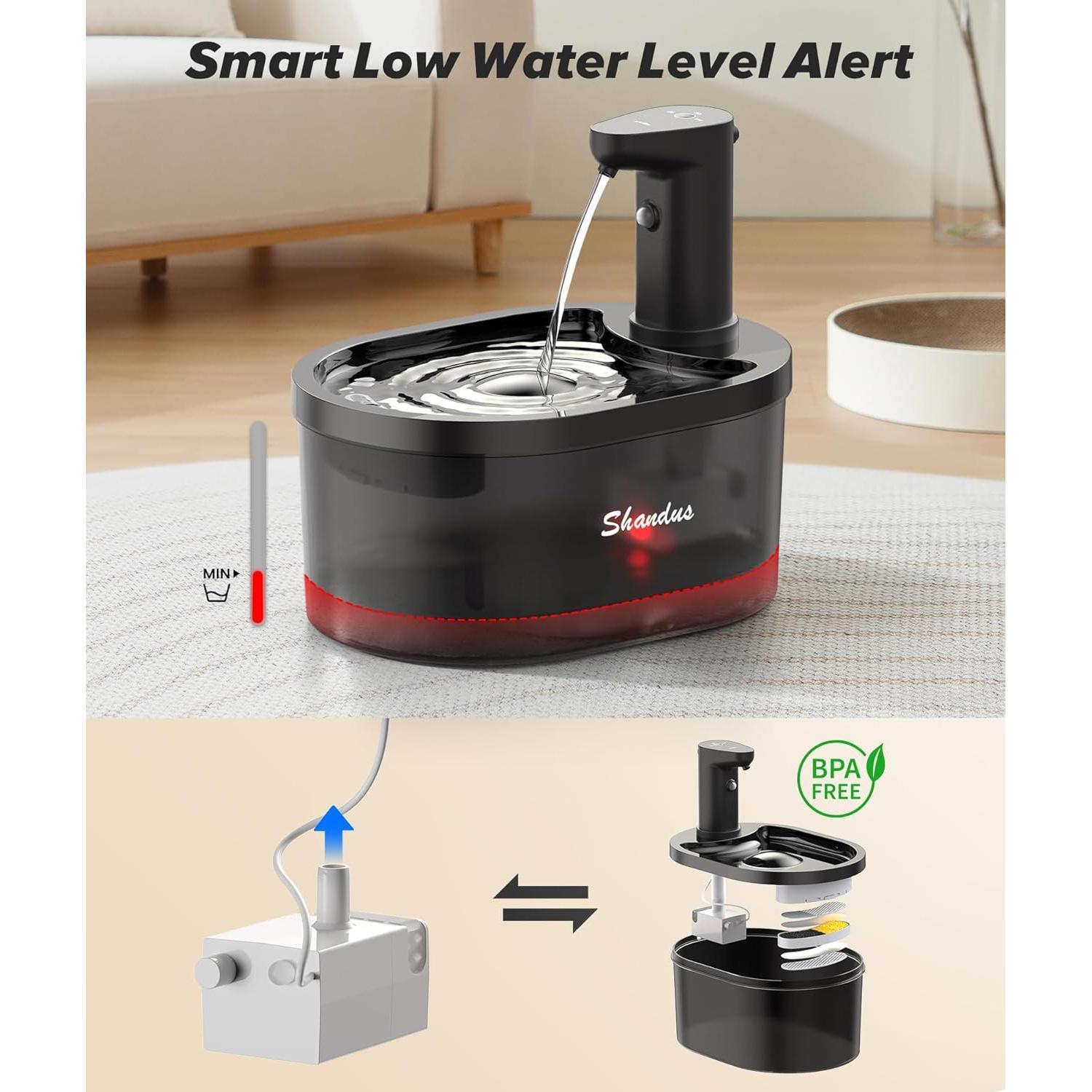 Fuente de Agua Inalámbrica para Gatos Shandus 3L con Sensor