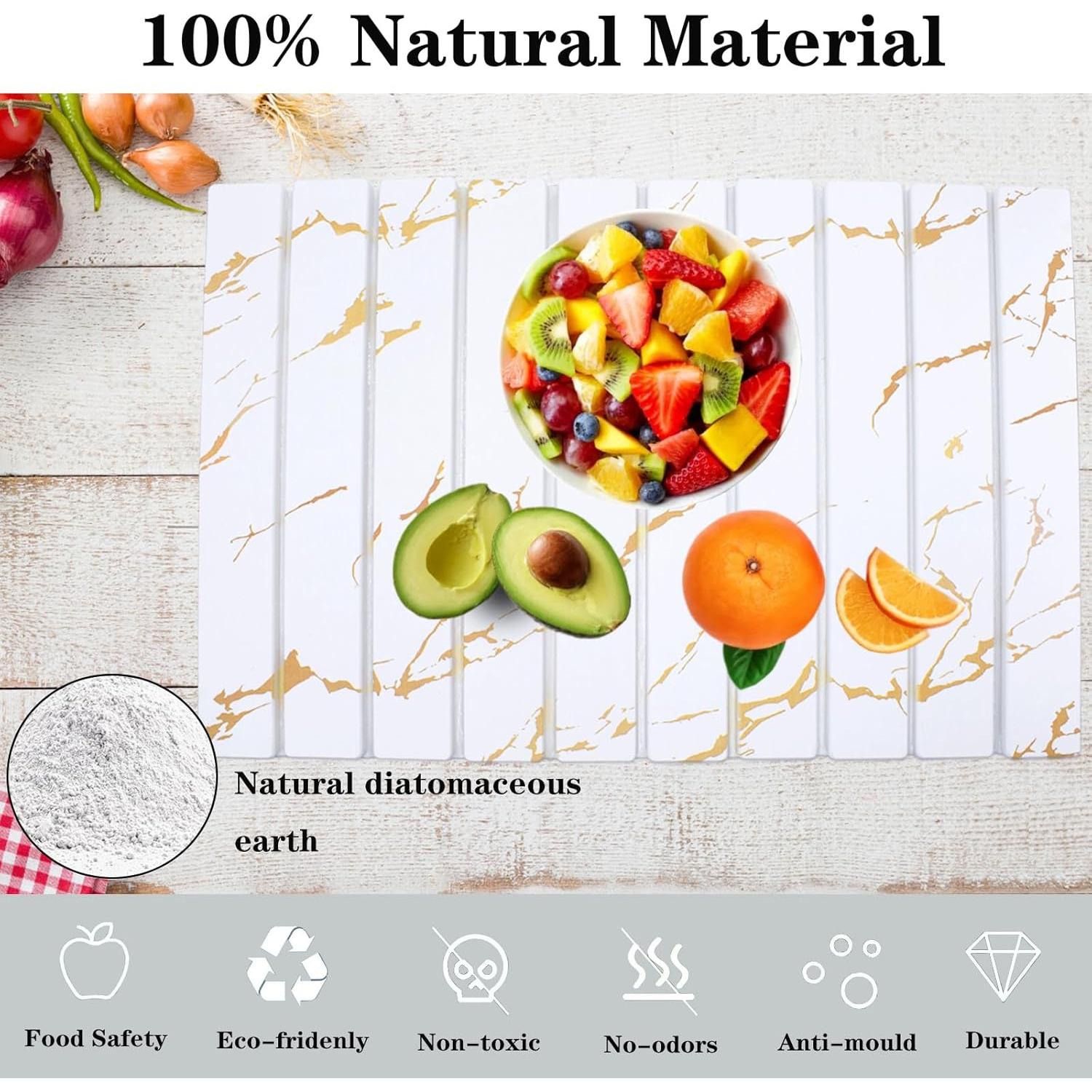 Alfombrilla de Secado de Platos DOUBFIVSY 61x41cm Diatomácea Oro