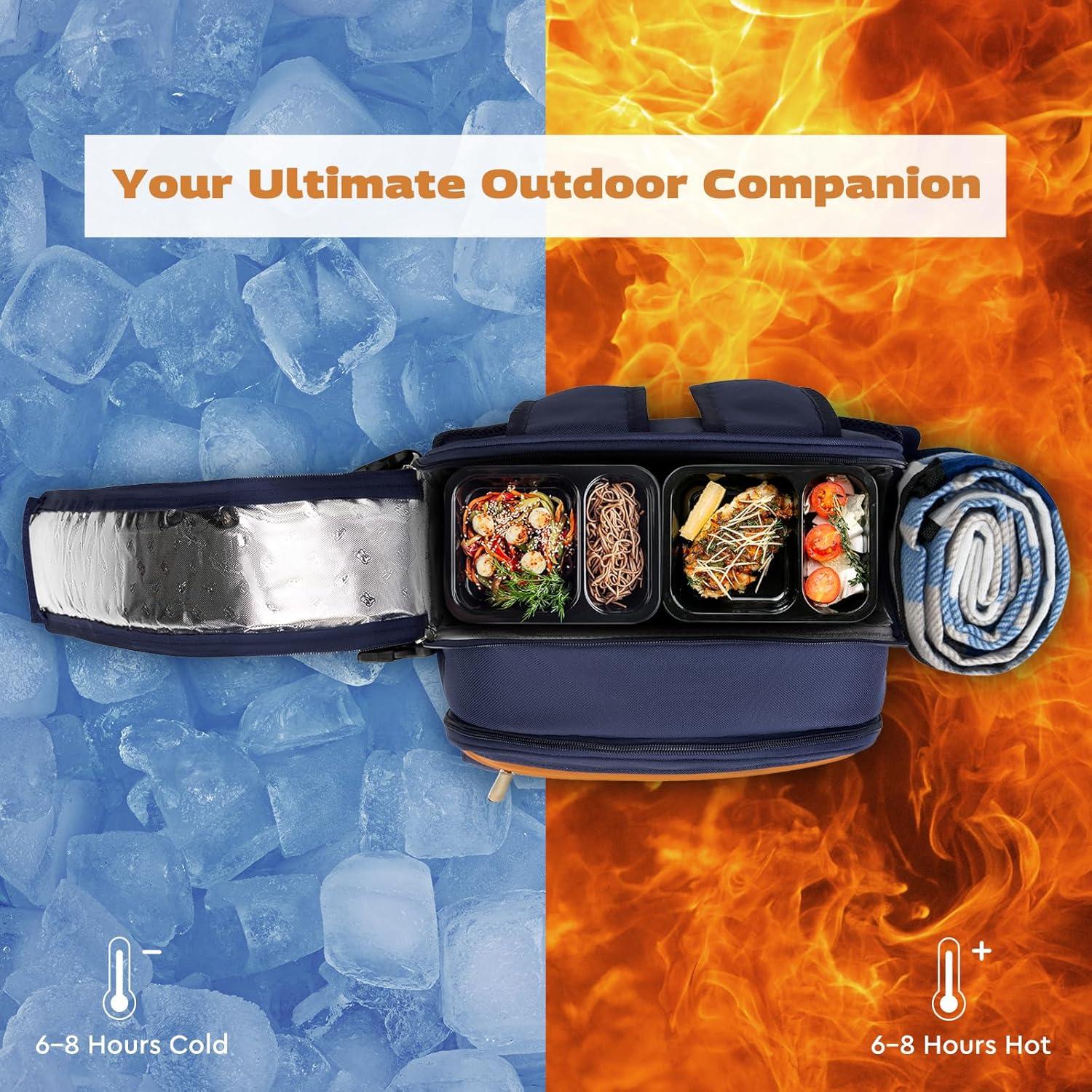 Mochila de Picnic Aislada AW BRIDAL 22L Azul para 2 Personas