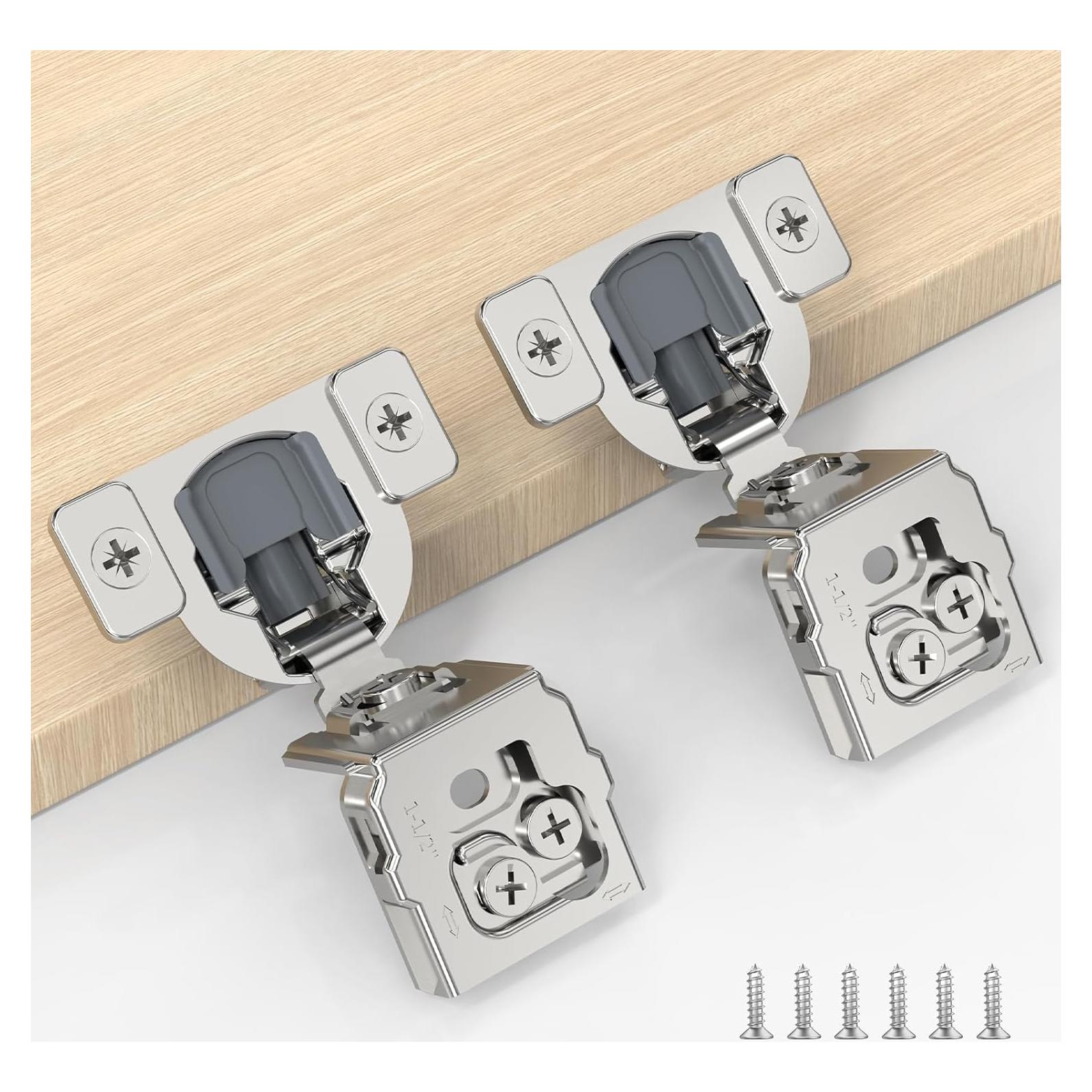 Bisagras de Gabinete Cierre Suave Furniware Niquelado 2 Pzas