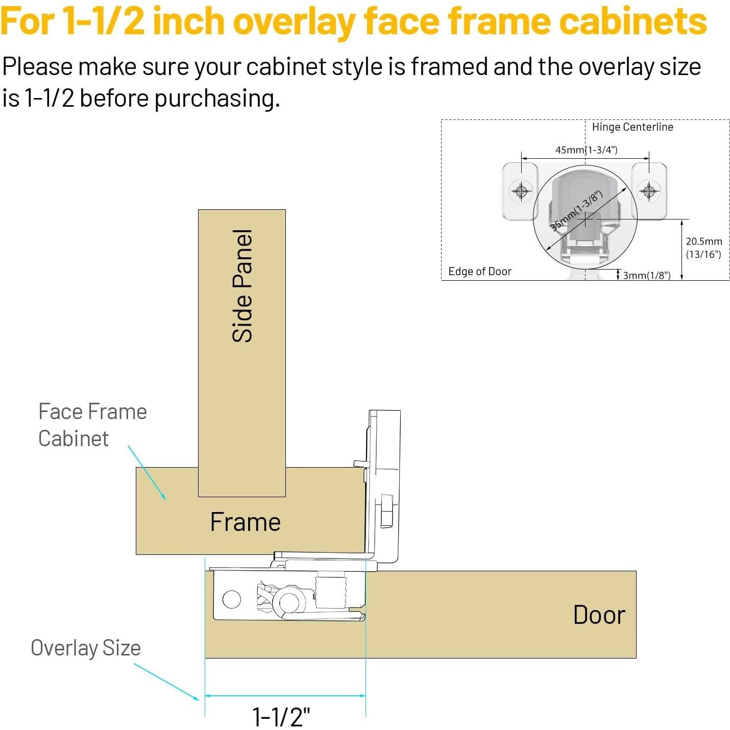 Bisagras de Gabinete Cierre Suave Furniware Niquelado 2 Pzas