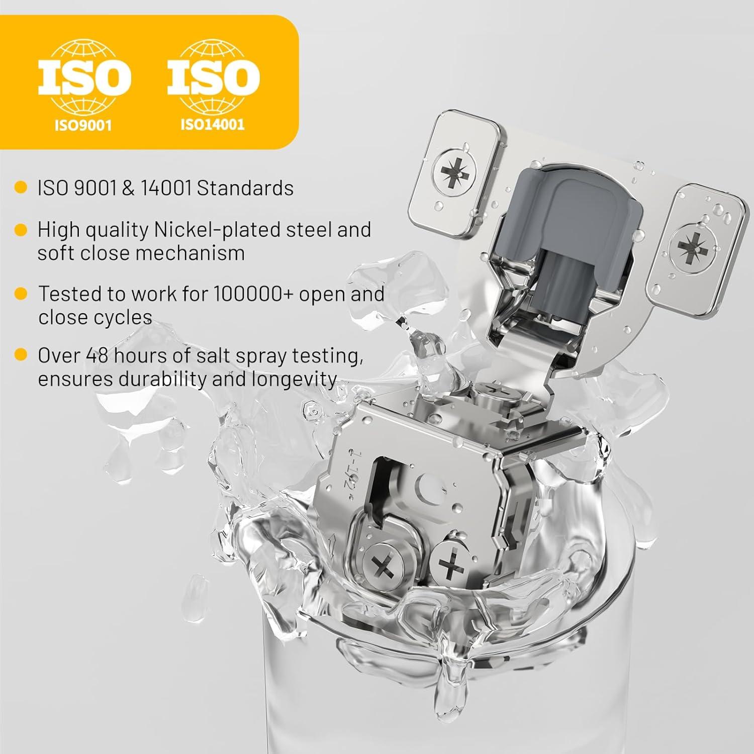 Bisagras de Gabinete Cierre Suave Furniware Niquelado 2 Pzas