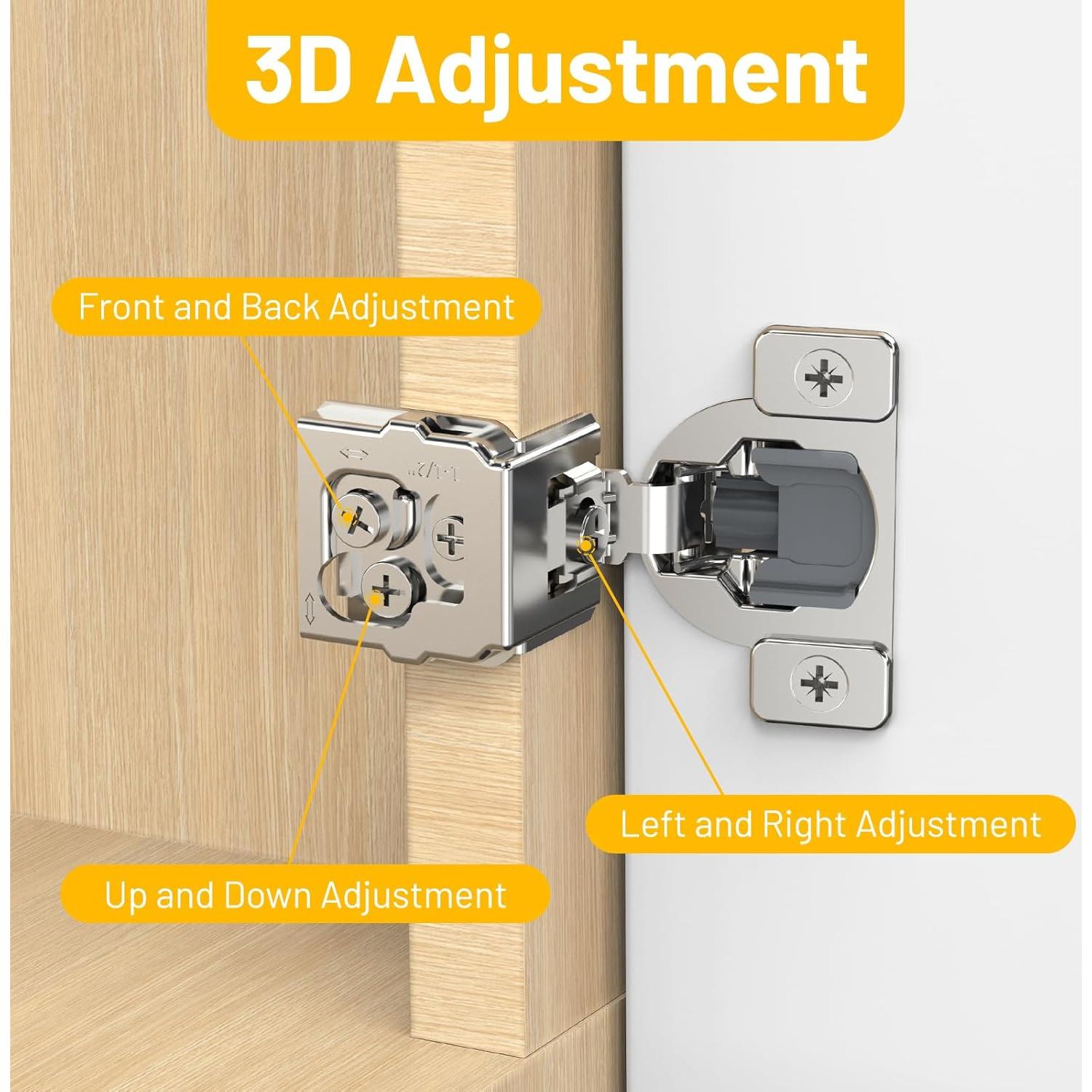 Bisagras de Gabinete Cierre Suave Furniware Niquelado 2 Pzas