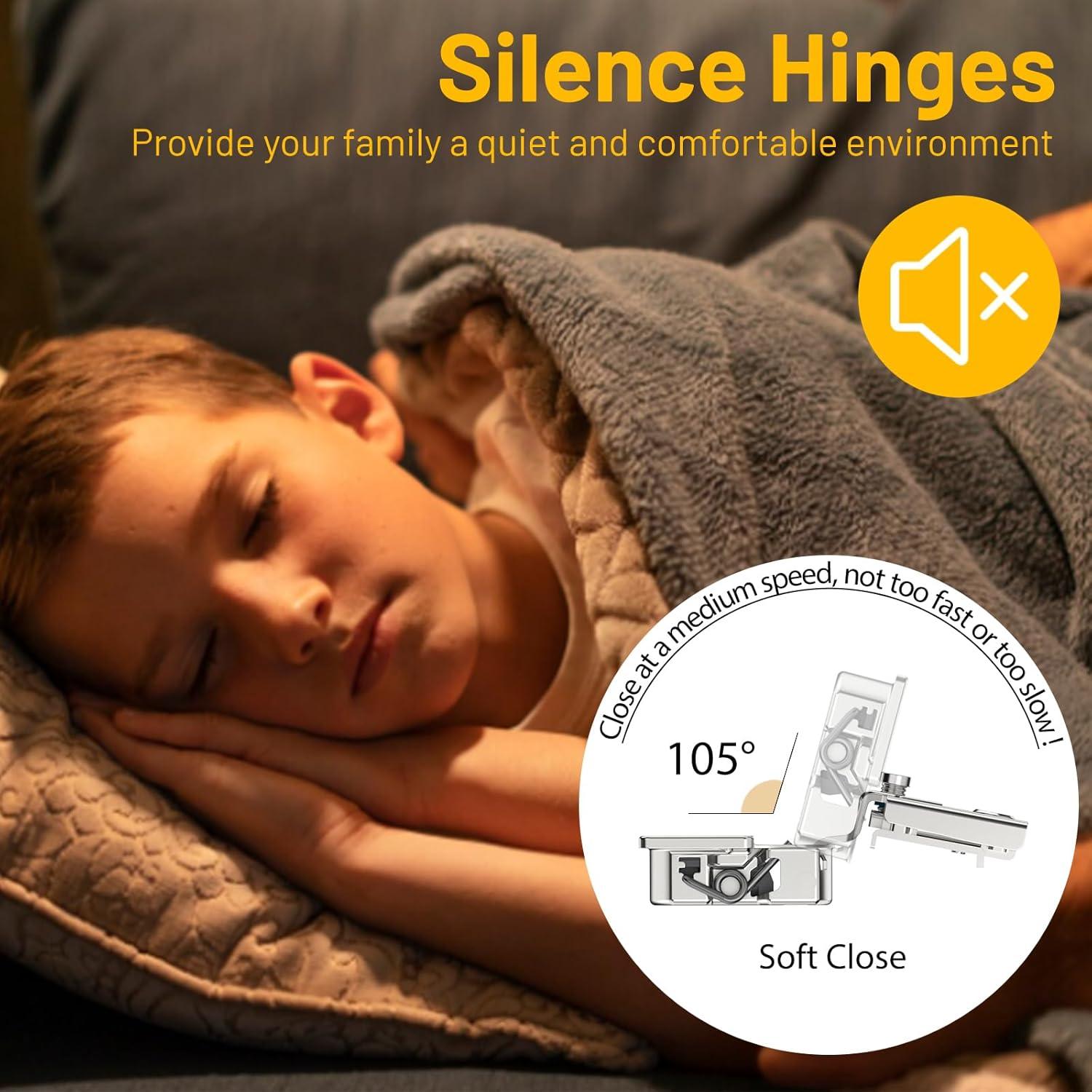 Bisagras de Gabinete Cierre Suave Furniware Niquelado 2 Pzas