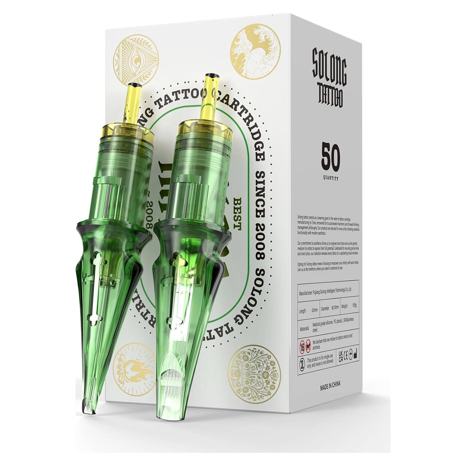 50 Agujas de Tatuaje Desechables Solong Pro #12 Liner Redondo