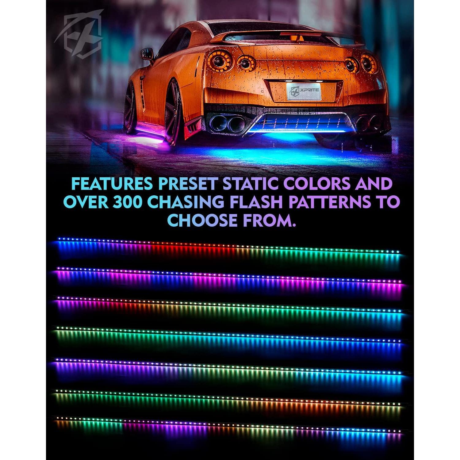 Barra de luz LED RGB Xprite UGL-62711-G2, aluminio, 6Pcs