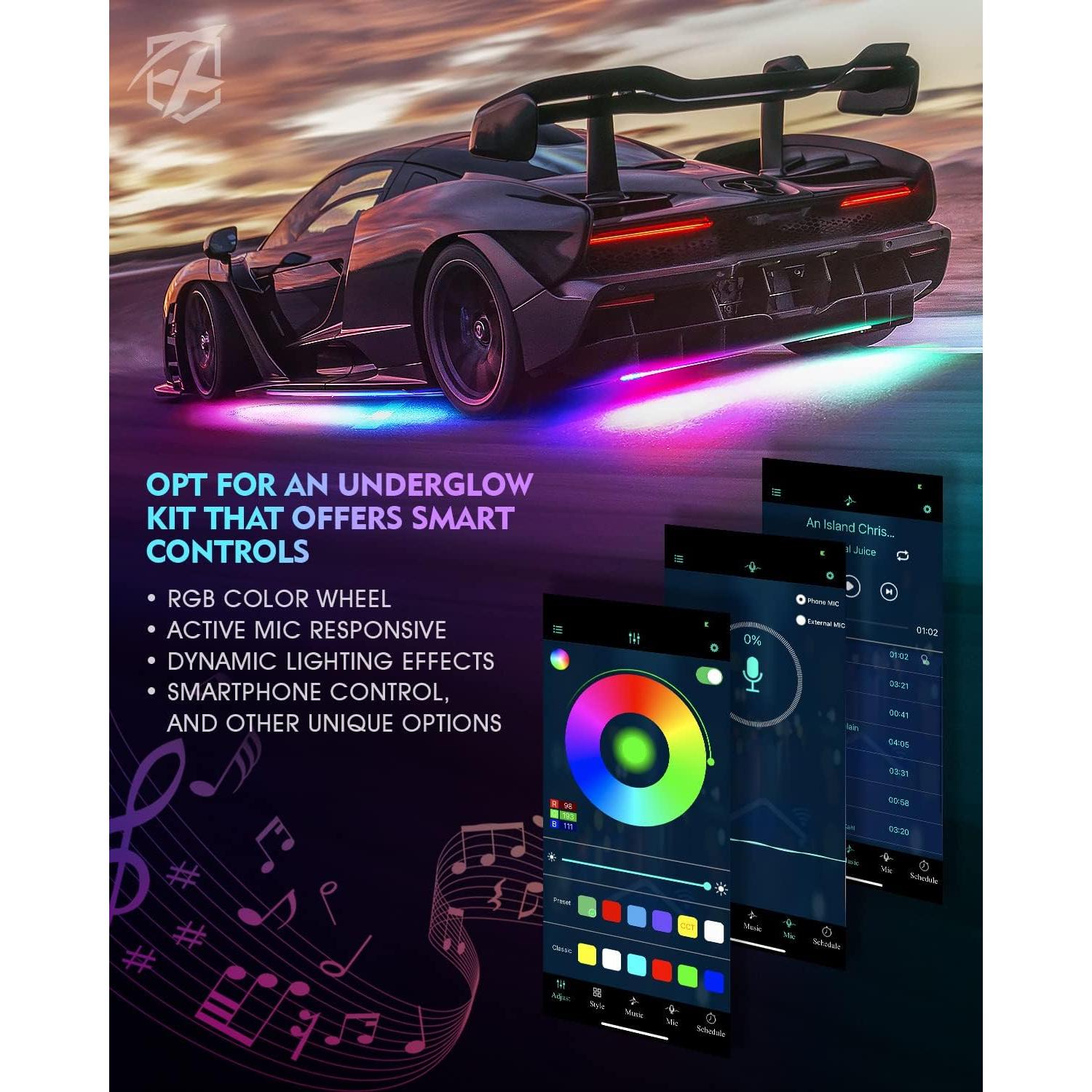 Barra de luz LED RGB Xprite UGL-62711-G2, aluminio, 6Pcs